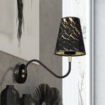 Wandleuchte Harmias mit Textilschirm schwarz/gold