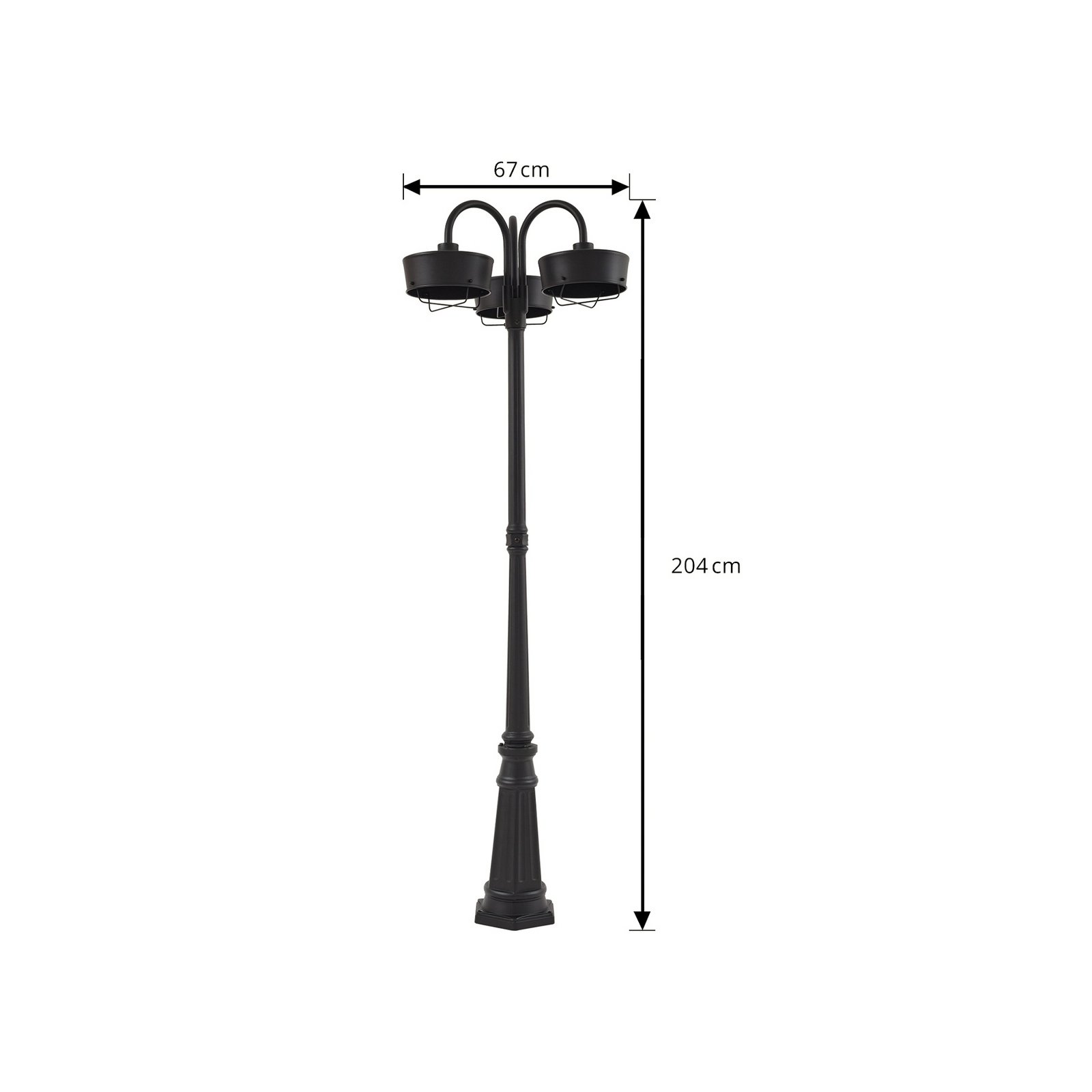 Prios LED välisvalgusti Thorus, 204 cm, must, 3-valgusti, IP44