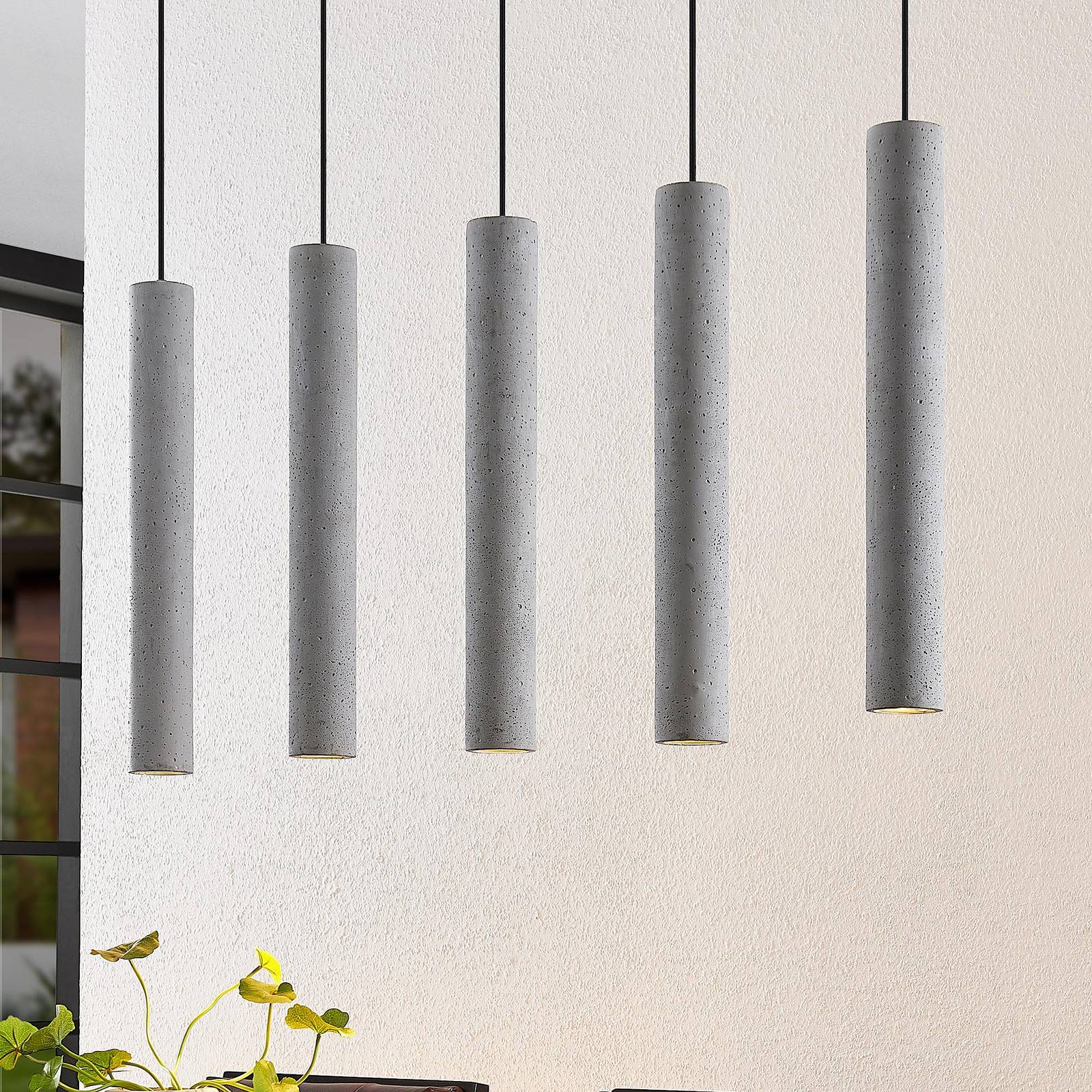 Concretto pendant lamp, 5 concrete lampshades