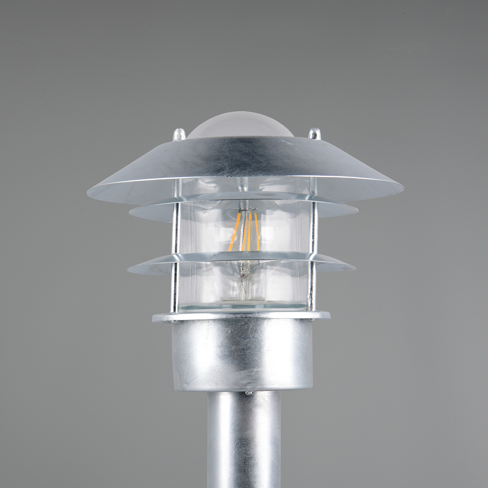 Sockellampe Ruvuuma, zinkfarben, Höhe 50 cm, Metall, IP44