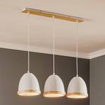 Suspension Studio décor bois, 3 lampes, blanche