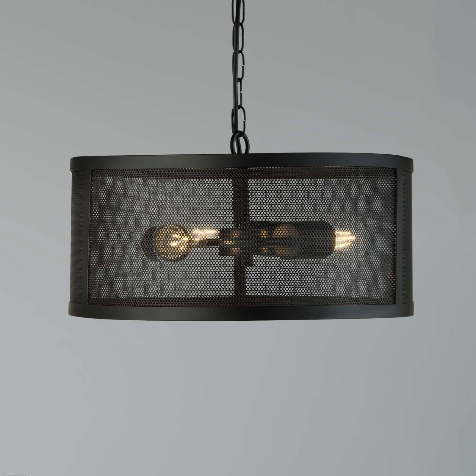 Fishnet hanging light made of metal, black Ø 45 cm