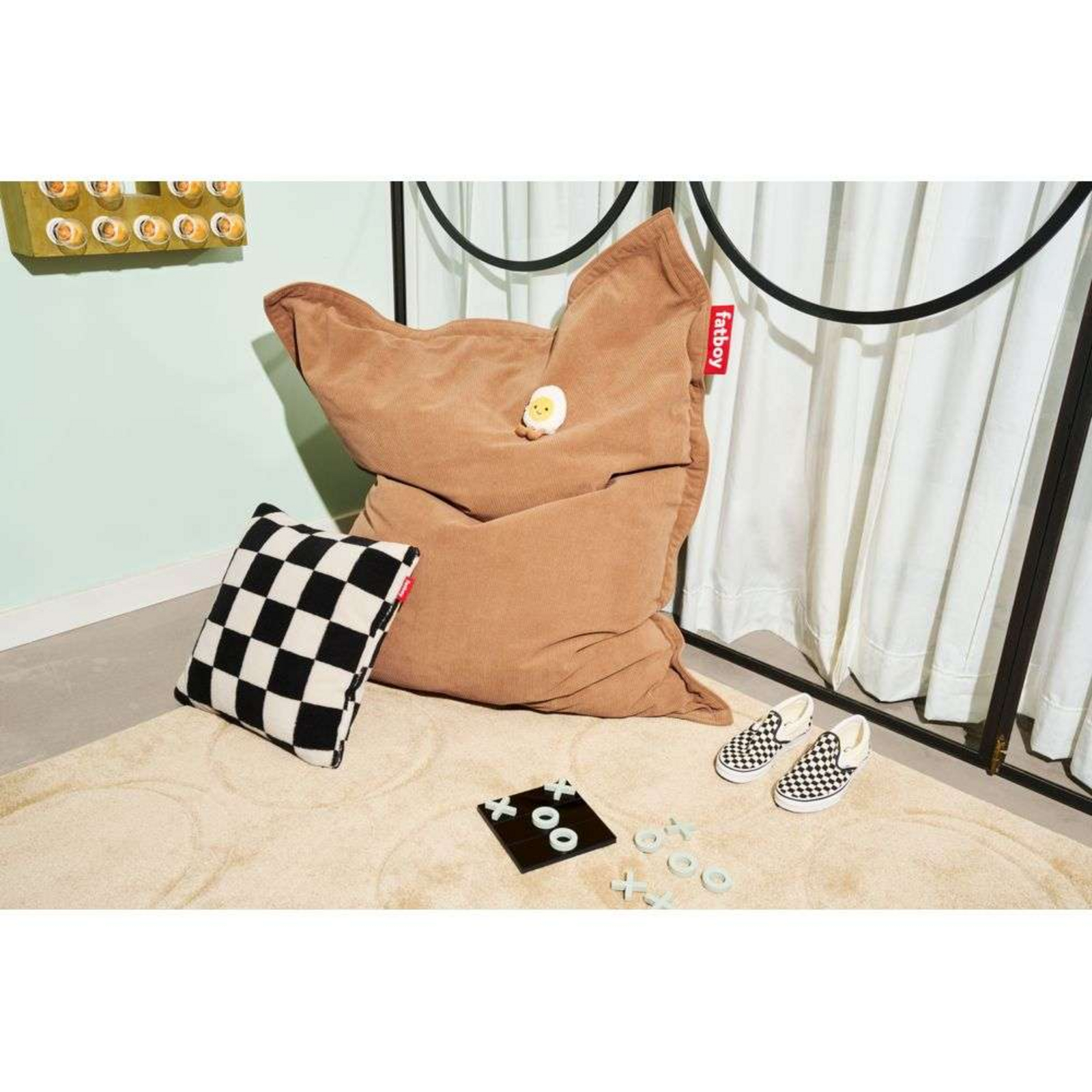 Square Pillow Párna Teddy Chess Almond Krém - Fatboy®