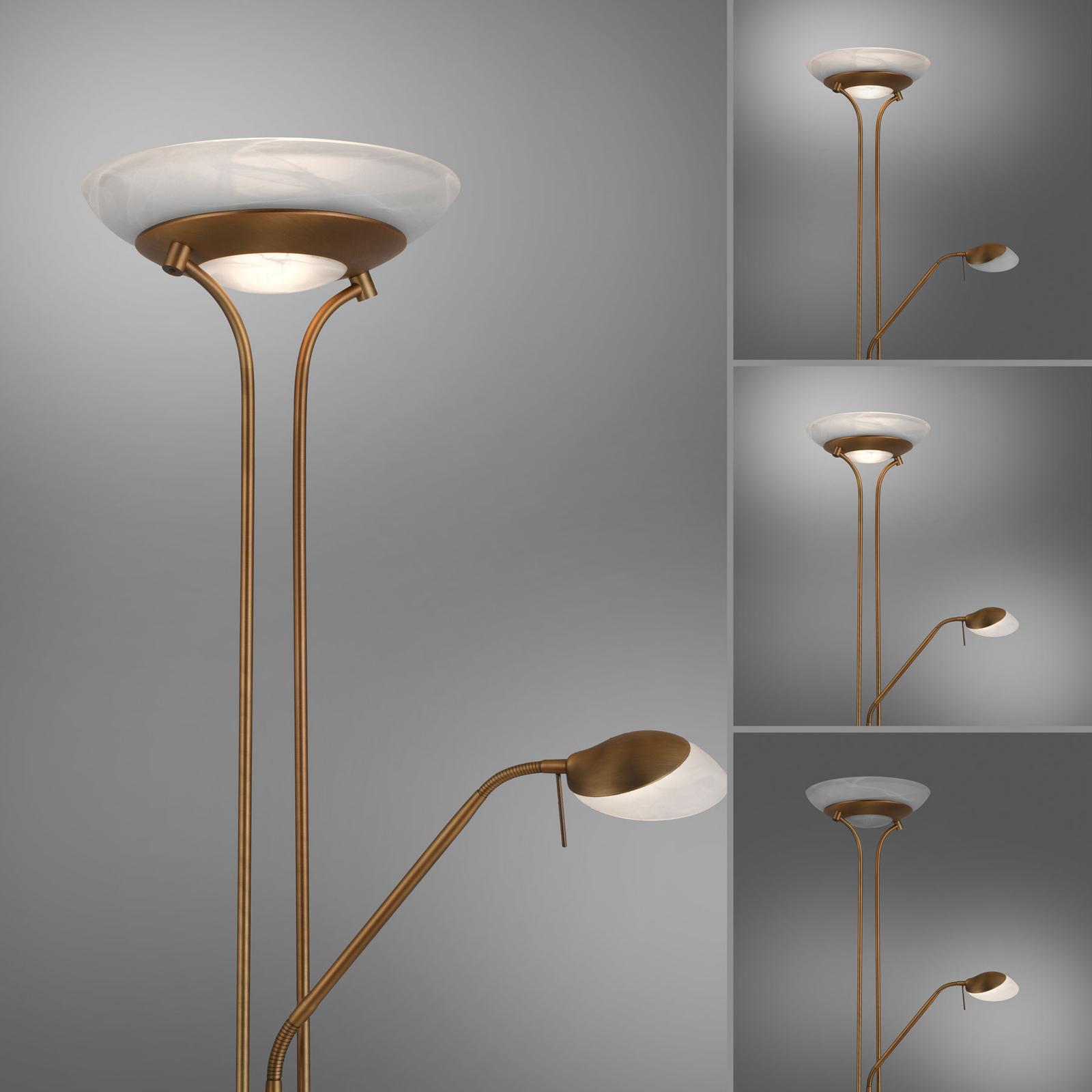 Lampe sur pied LED Zahara avec liseuse LED, intensité variable