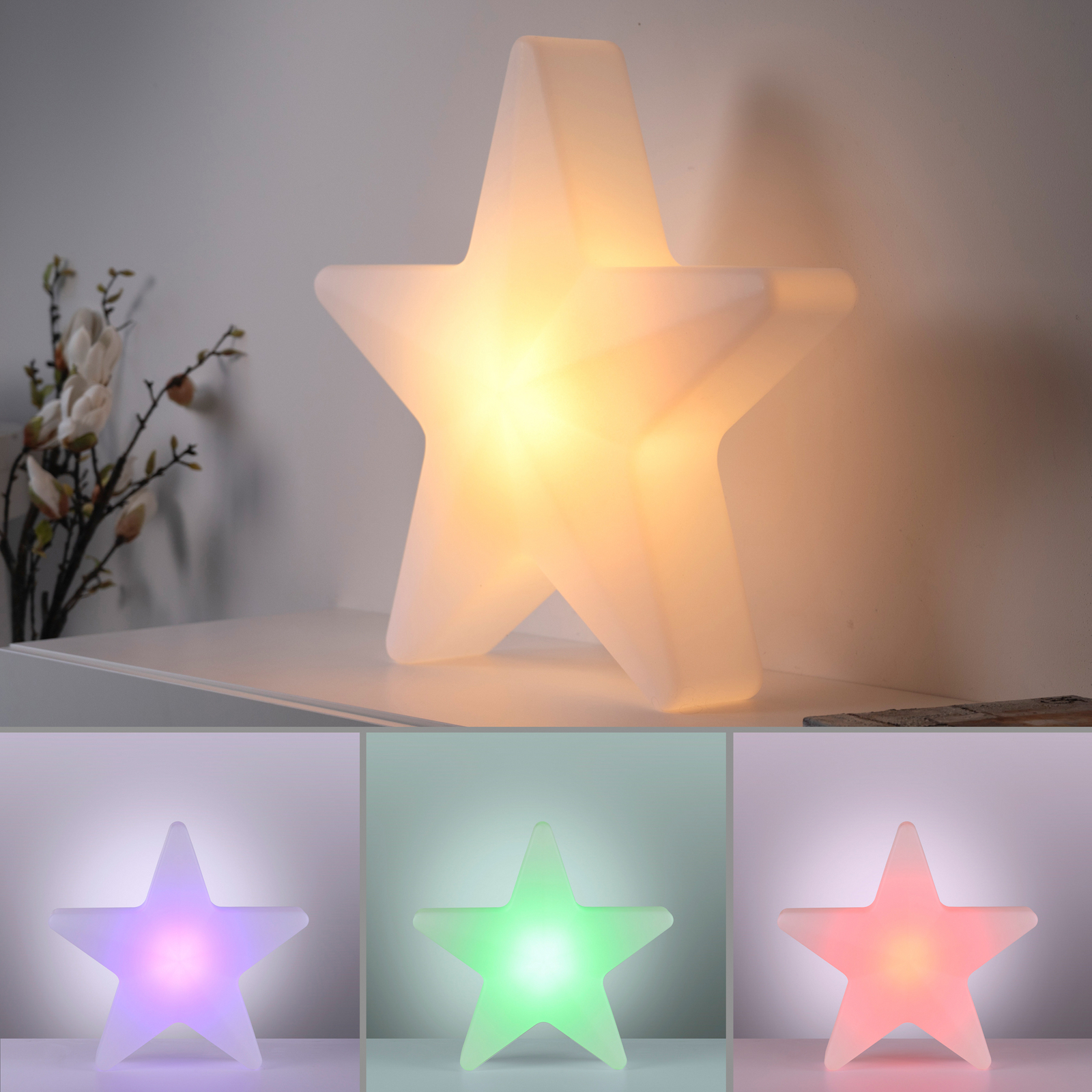 Star LED Rechargeable Decorative Light, H 55 cm, IP44, white, RGBW Star LED Rechargeable Decorative Light, H 55 cm, IP44, white, RGBW