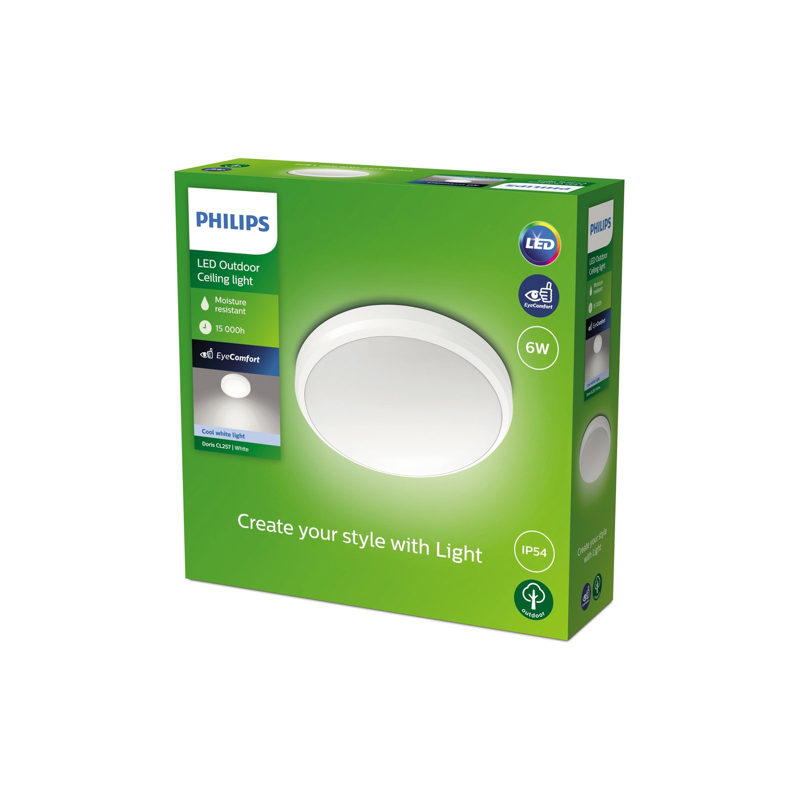 Philips Doris LED-utomhuslampa IP54 4 000 K vit