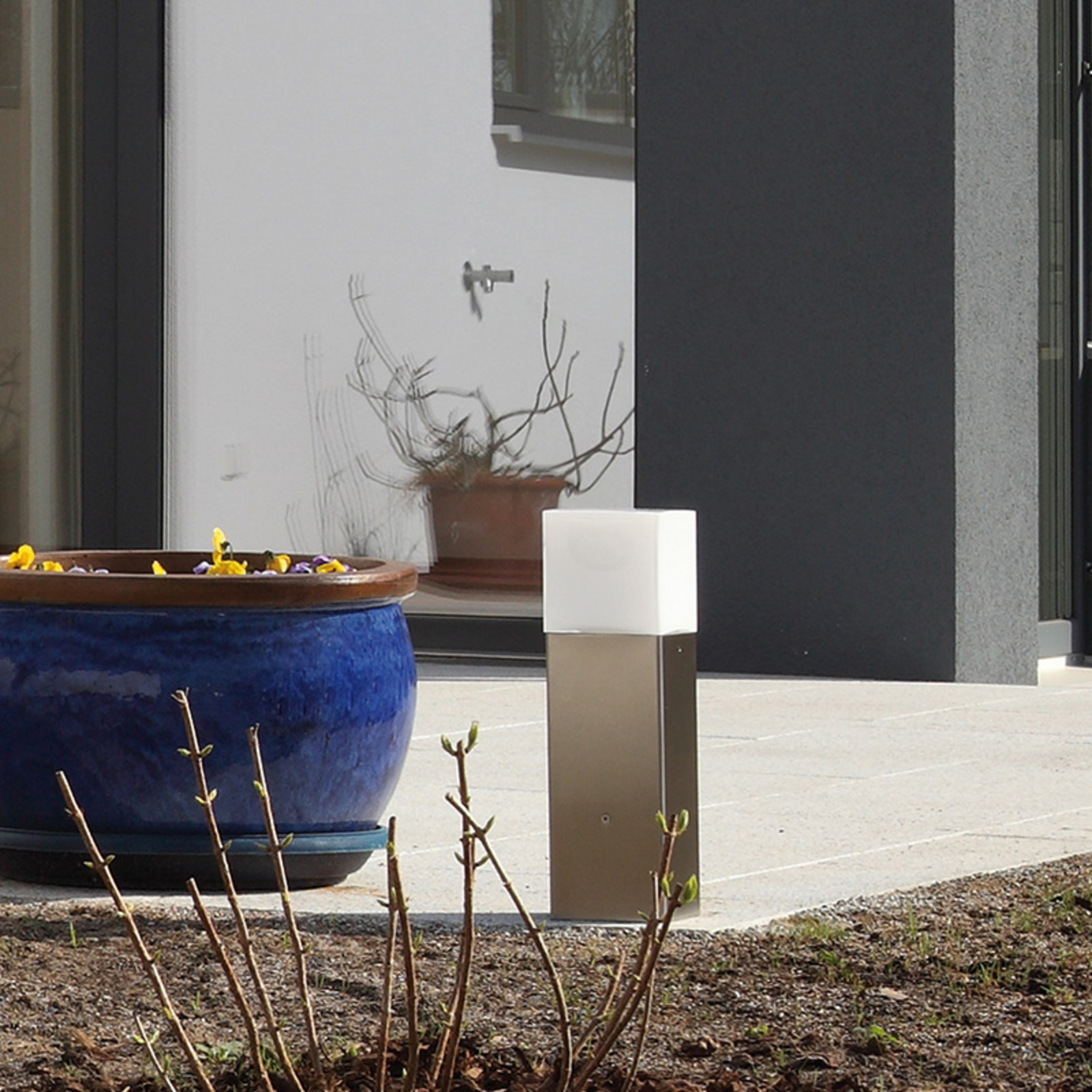 Lcd Aço Inoxidável Mate, Opalino Candeeiro Pilar Linus Em Aço Inoxidável