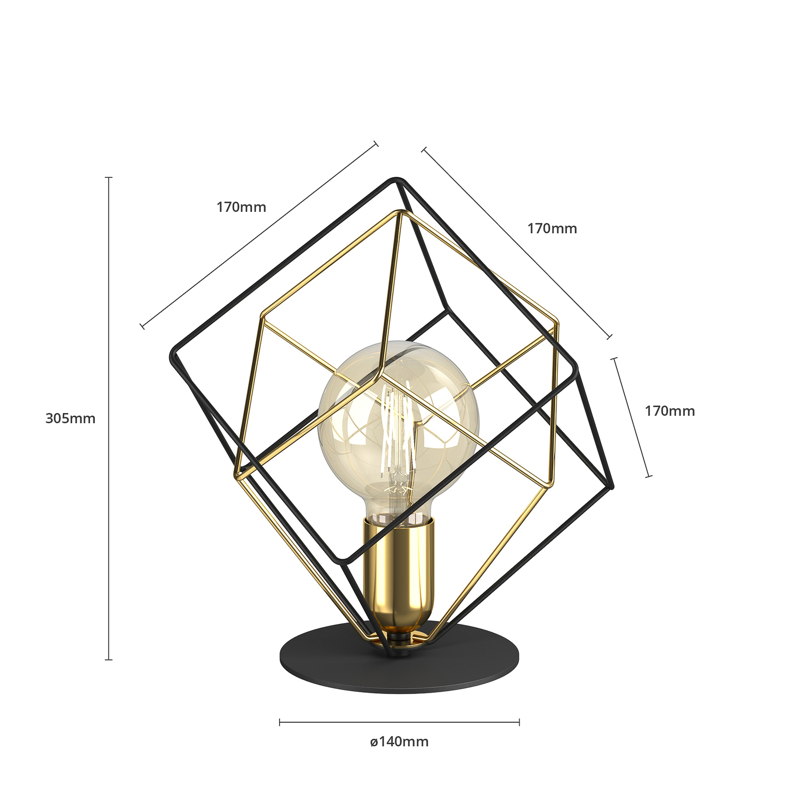 Bordlampe Alambre 1 lyskilde, gull/svart