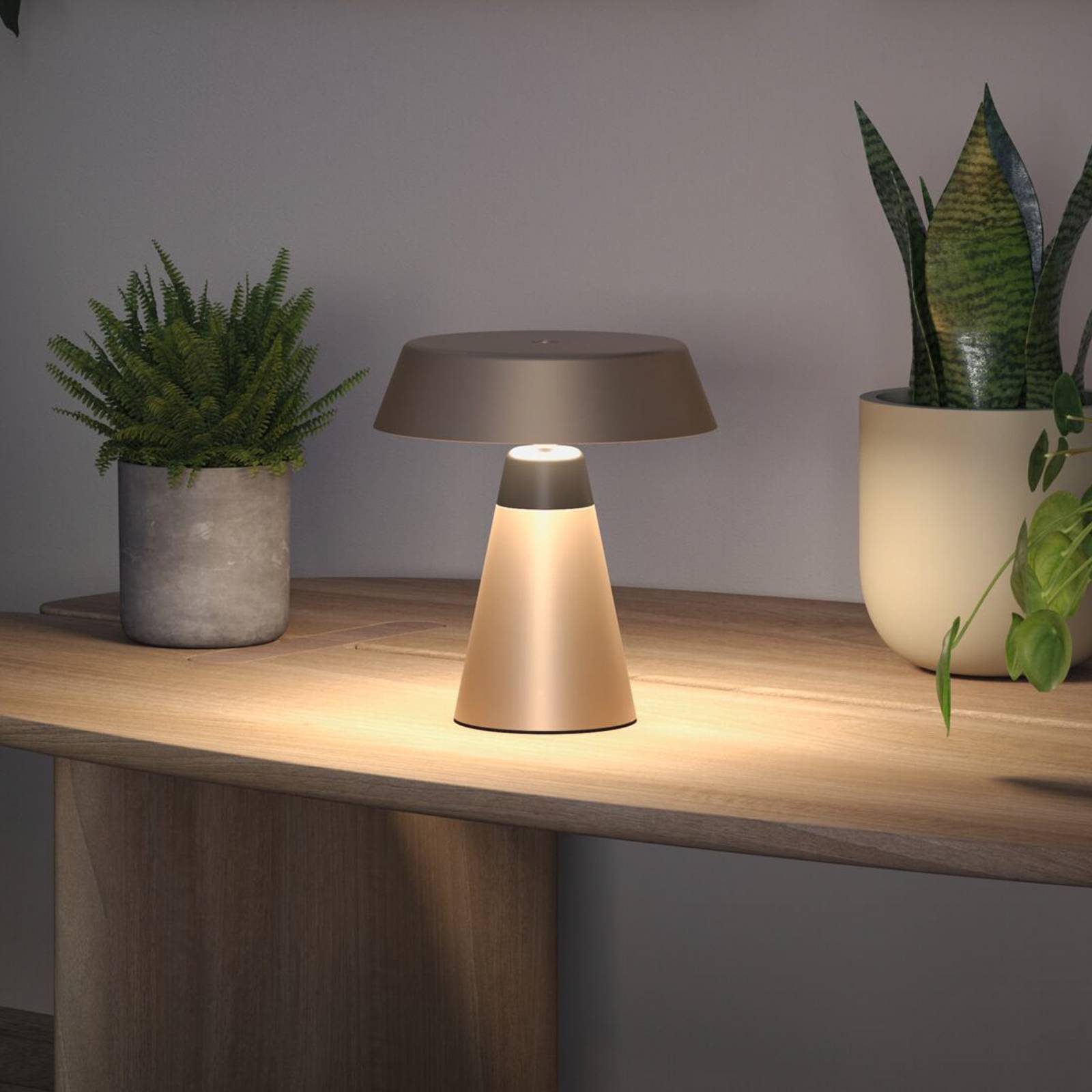 Paulmann LED-batteridriven bordslampa Lirox, beige/svart 20 cm IP44