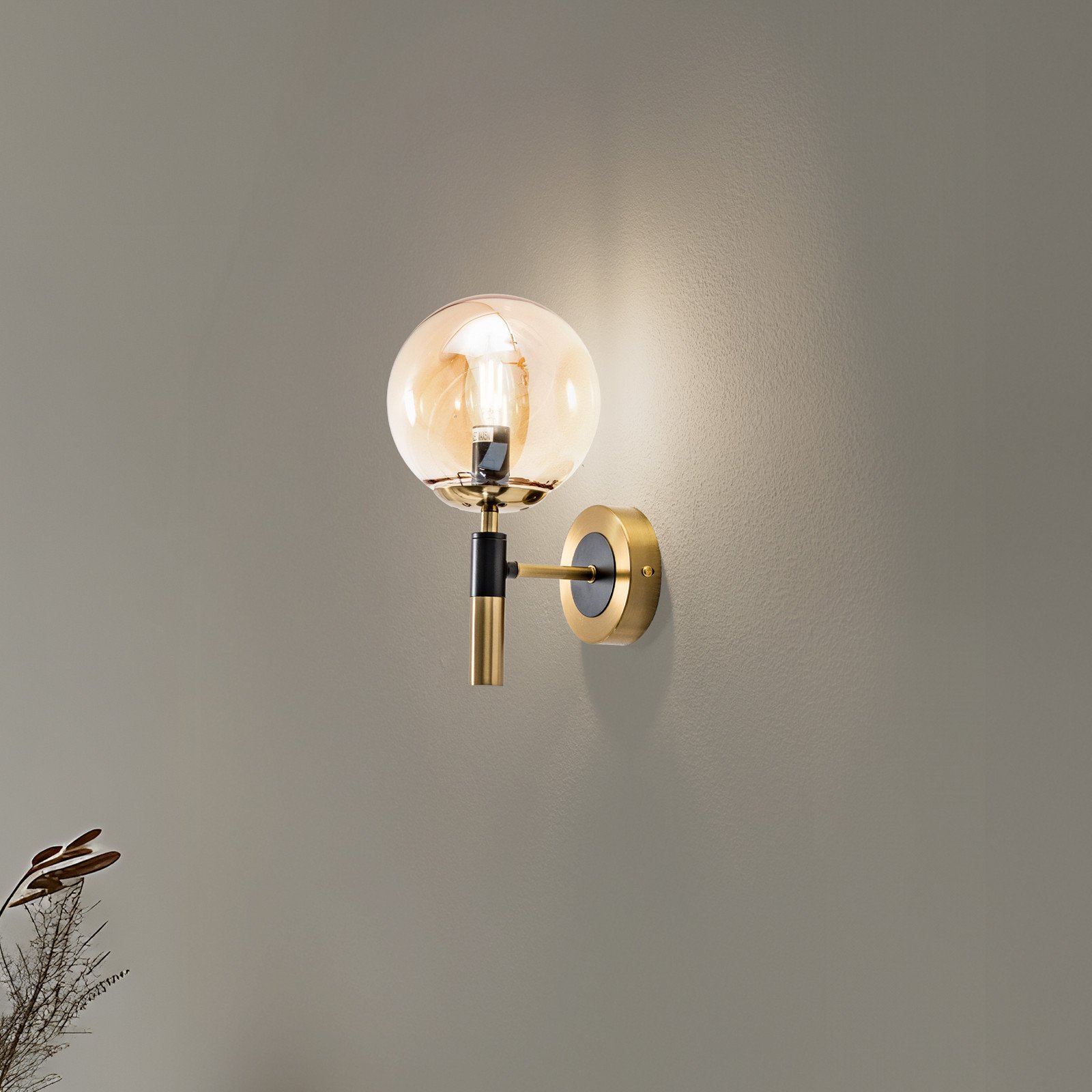 Lamkur Lighting Aplică de perete Natalia auriu Ø 15 cm sticlă E14 - Camera de zi / sufragerie - Modern - auriu chihlimbar