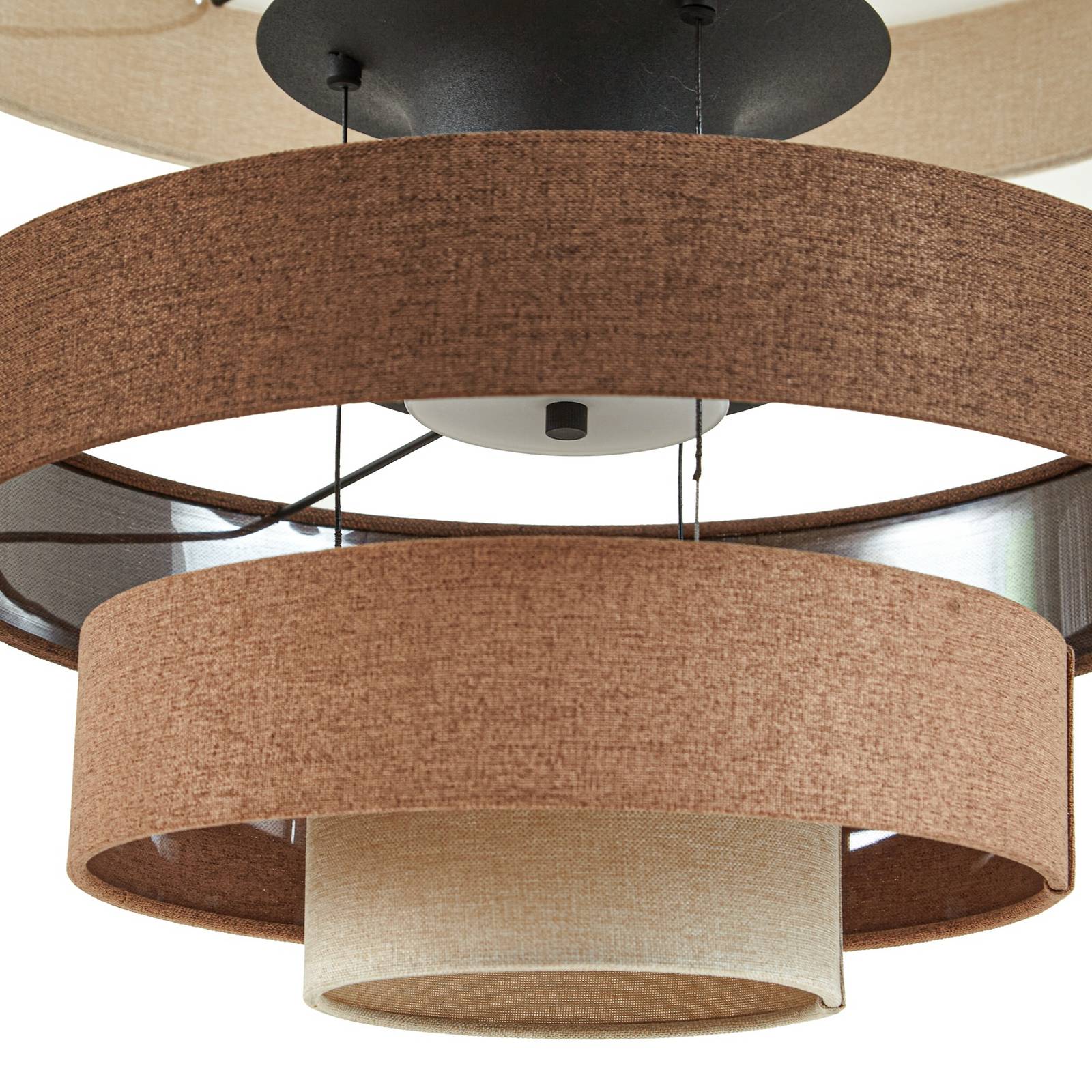 Żyrandol LED Lucande Peldano, Ø50 cm brązowo-beżowy, step-dim