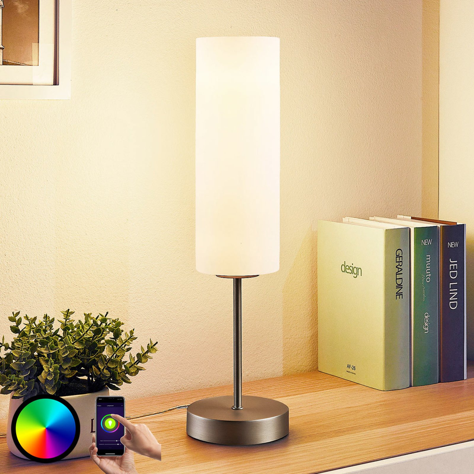 Lindby Smart LED asztali lámpa Felice, App, RGB