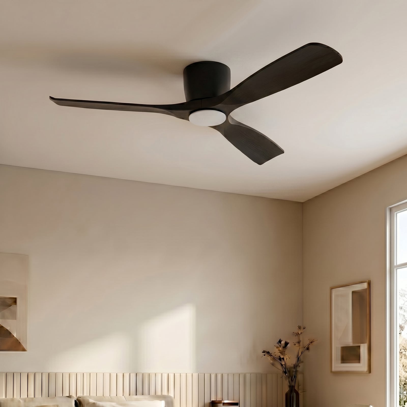 Lucande Smart LED-Deckenventilator Moneno, schwarz, DC, Tuya