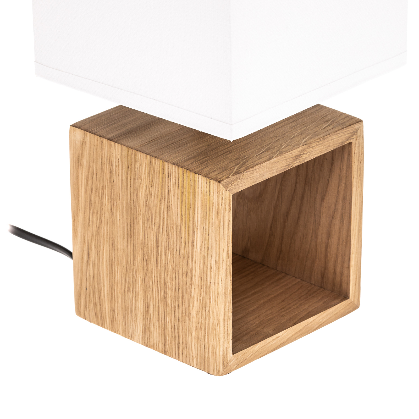 Monas table lamp, oiled oak, white