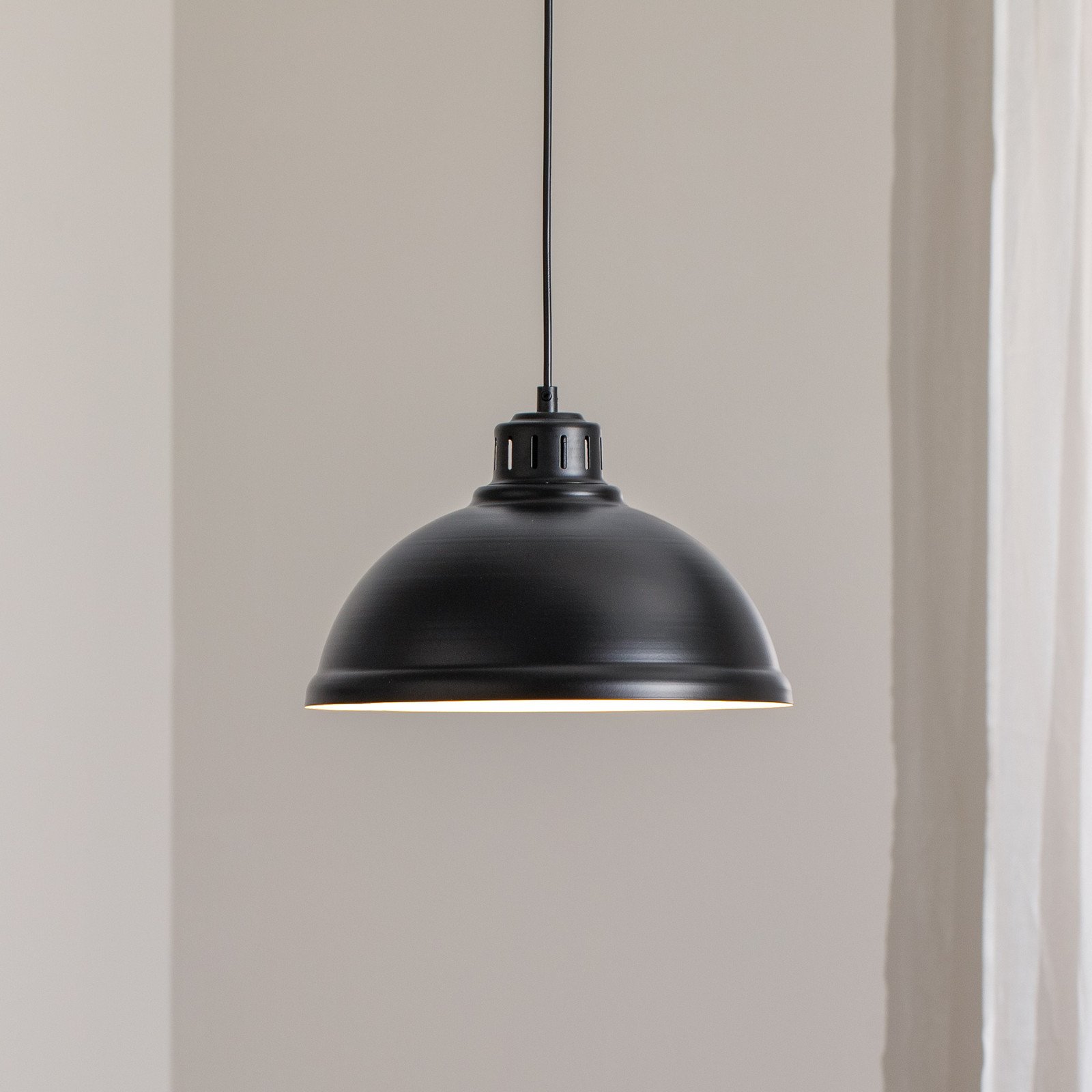 Luminex Lampă suspendată mare Sven 1 bec negru oțel E27 - Camera de zi / sufragerie - Design industrial - Metal