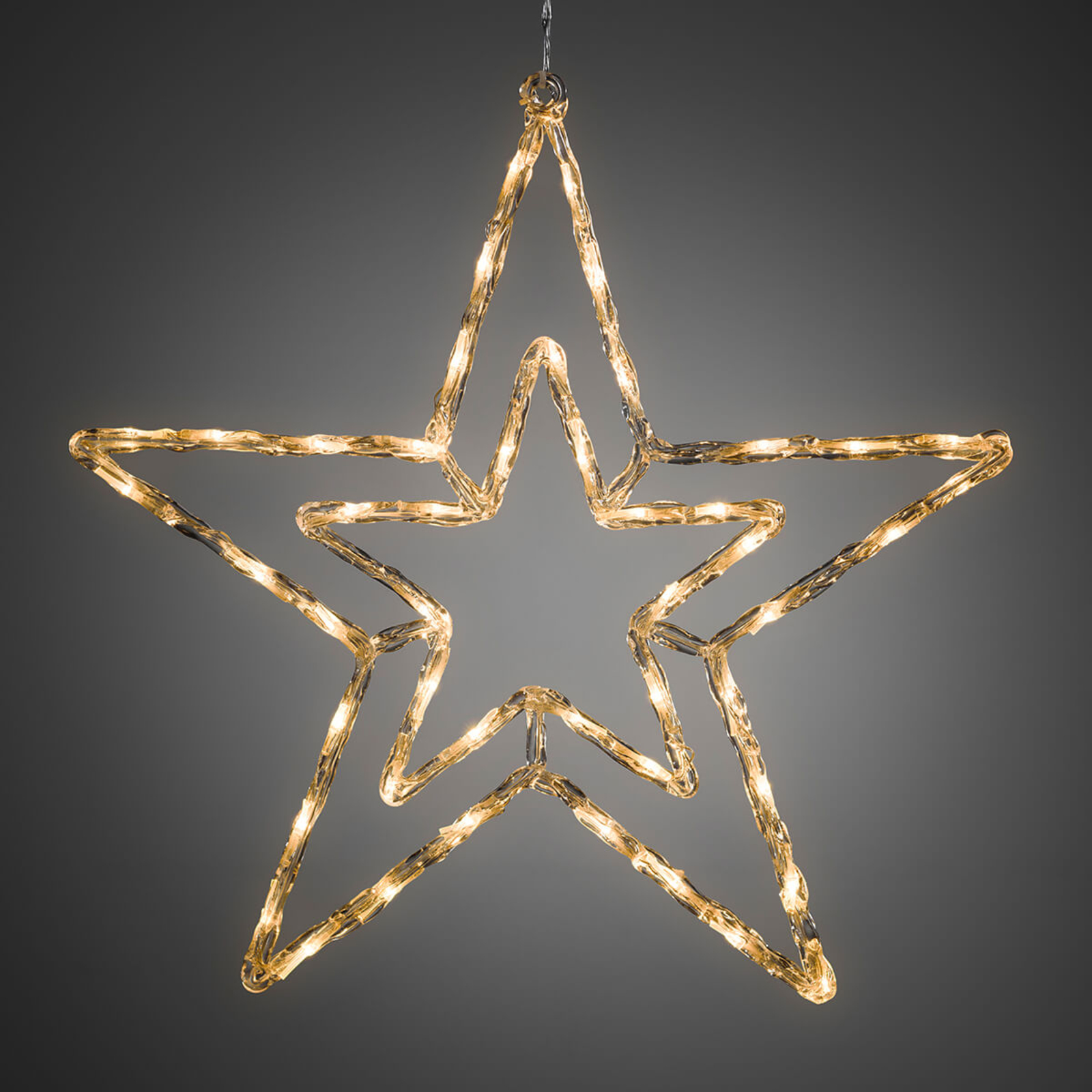 Lights4fun Conjunto de 3 Balizas Estrellas Luminosas LED Blanco Cálido para Exteriores 