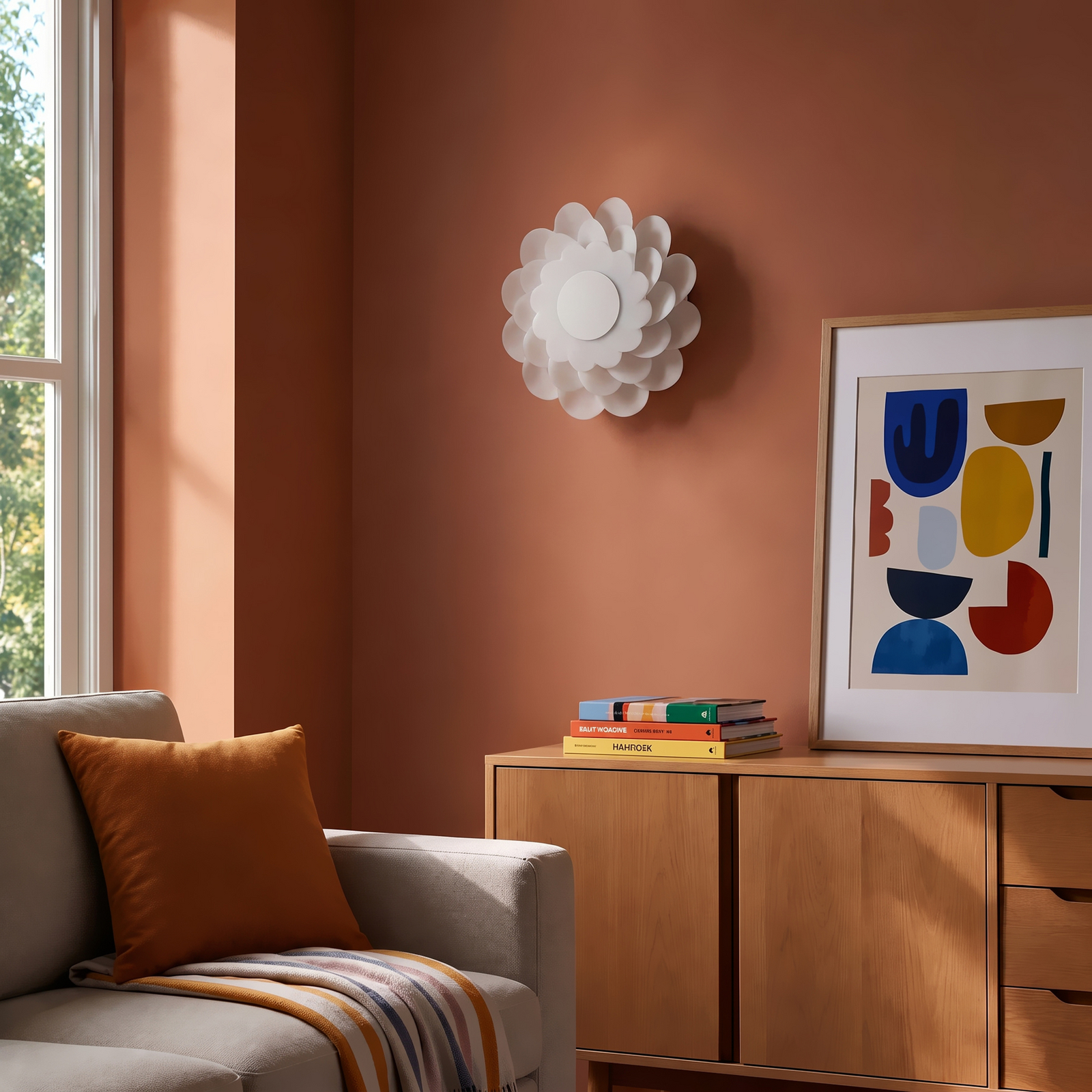 Applique murale LED Bloem, blanche, Ø 40 cm, à intensité variable, plastique - Applique murale LED Bloem, blanche, Ø 40 cm, à intensité variable, plastique -