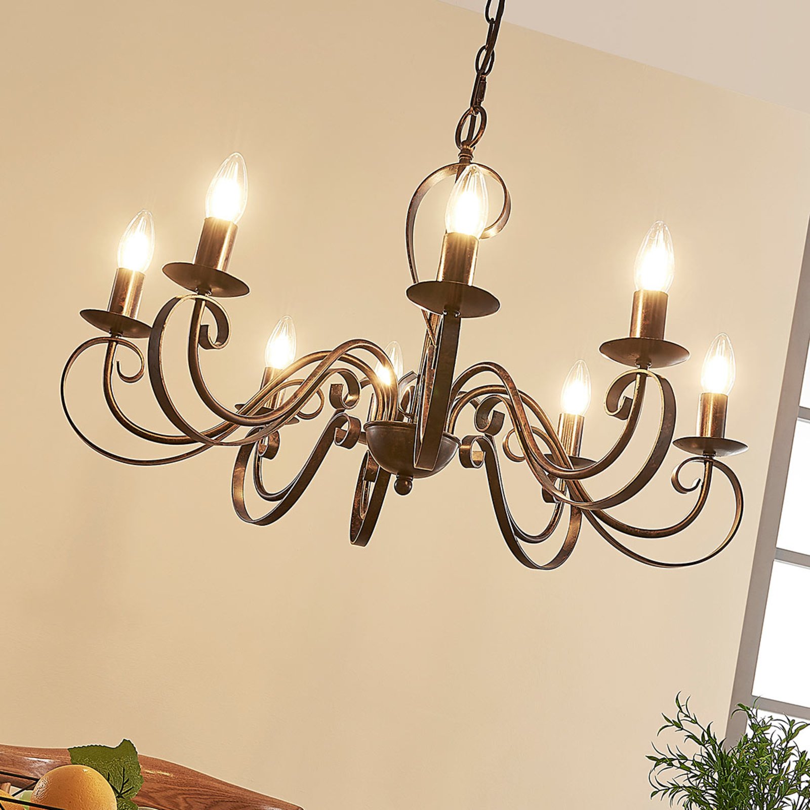 Caleb country style chandelier, 8-bulb