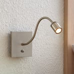 Lindby LED wall light Legera, 11 cm, nickel-coloured, flex arm