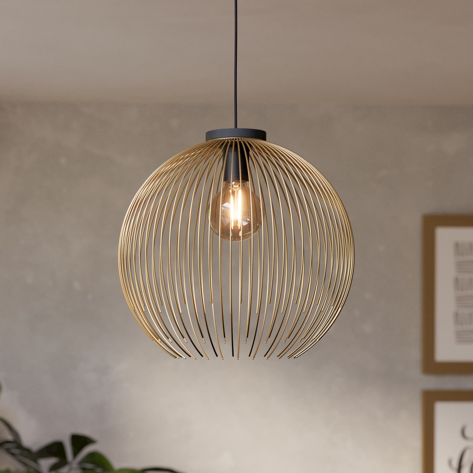 EGLO Lampă suspendată VENEZUELA auriu/negru Ø 40 cm metal E27 - Camera de zi / sufragerie - Modern - auriu negru