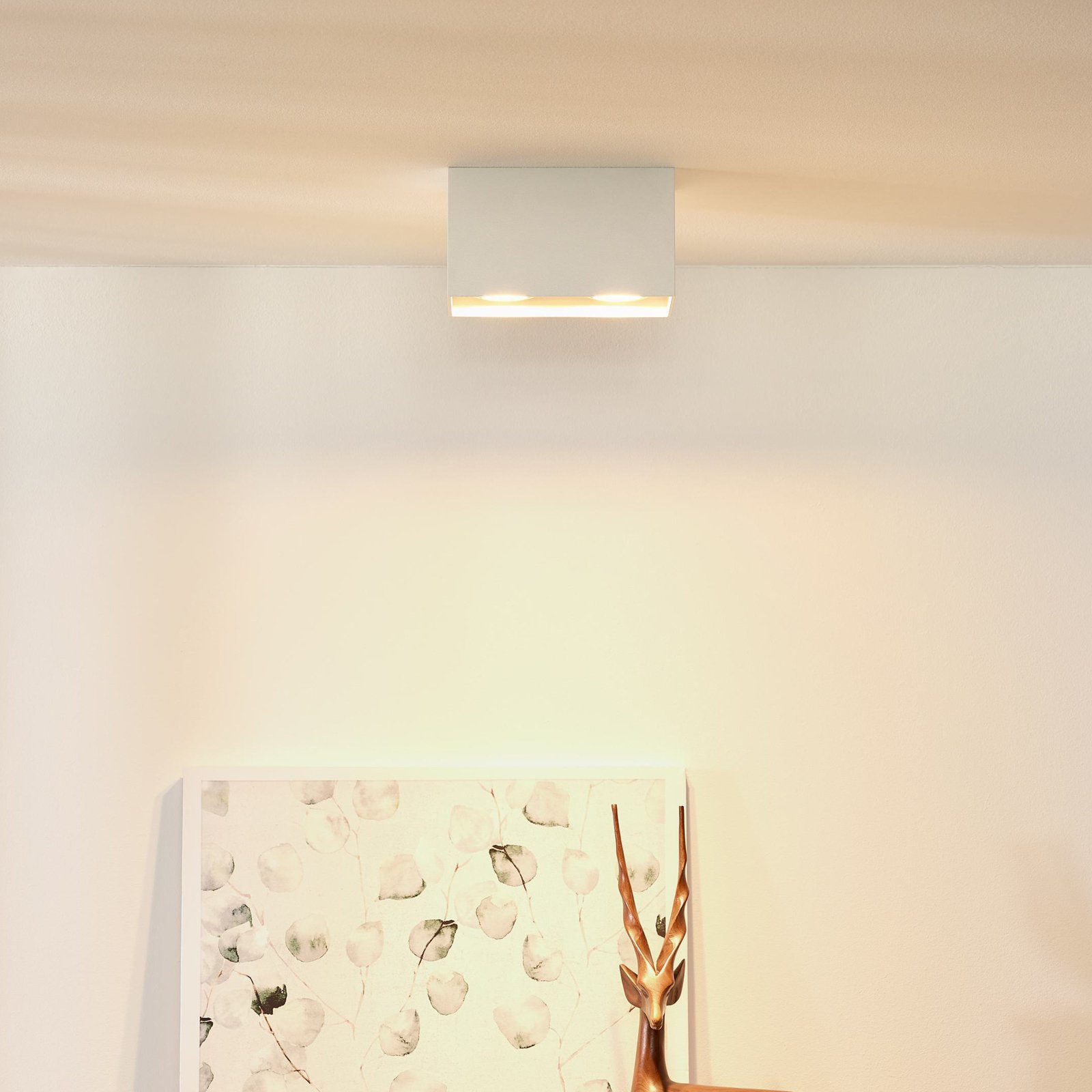 Spot pour plafond Bodi, angulaire, blanc, GU10, à 2 lampes, aluminium