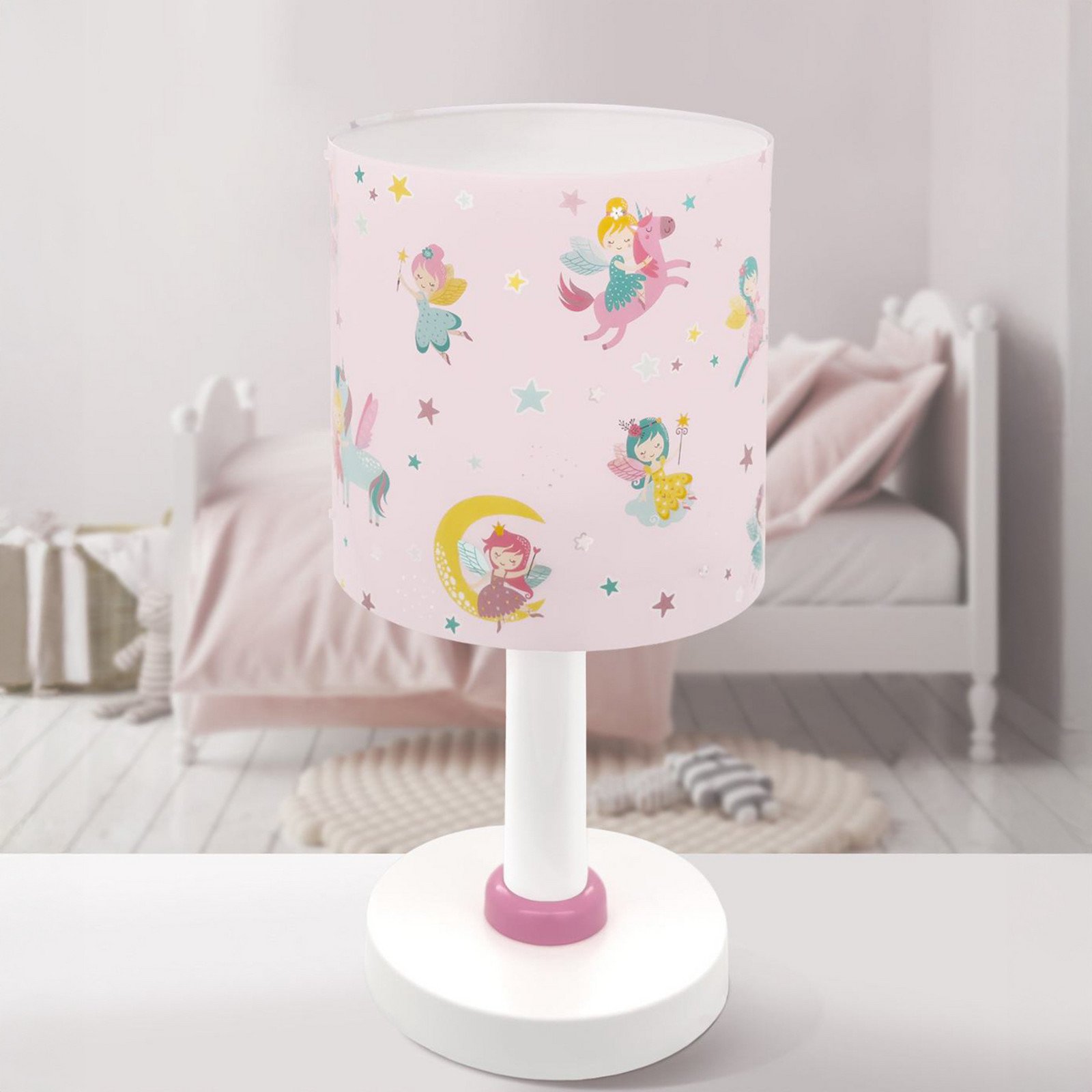Dalber Lampa de masă pentru copii Fairy Dreams G4 Ø 15 cm - Camera copiilor - alb roz - Plastic