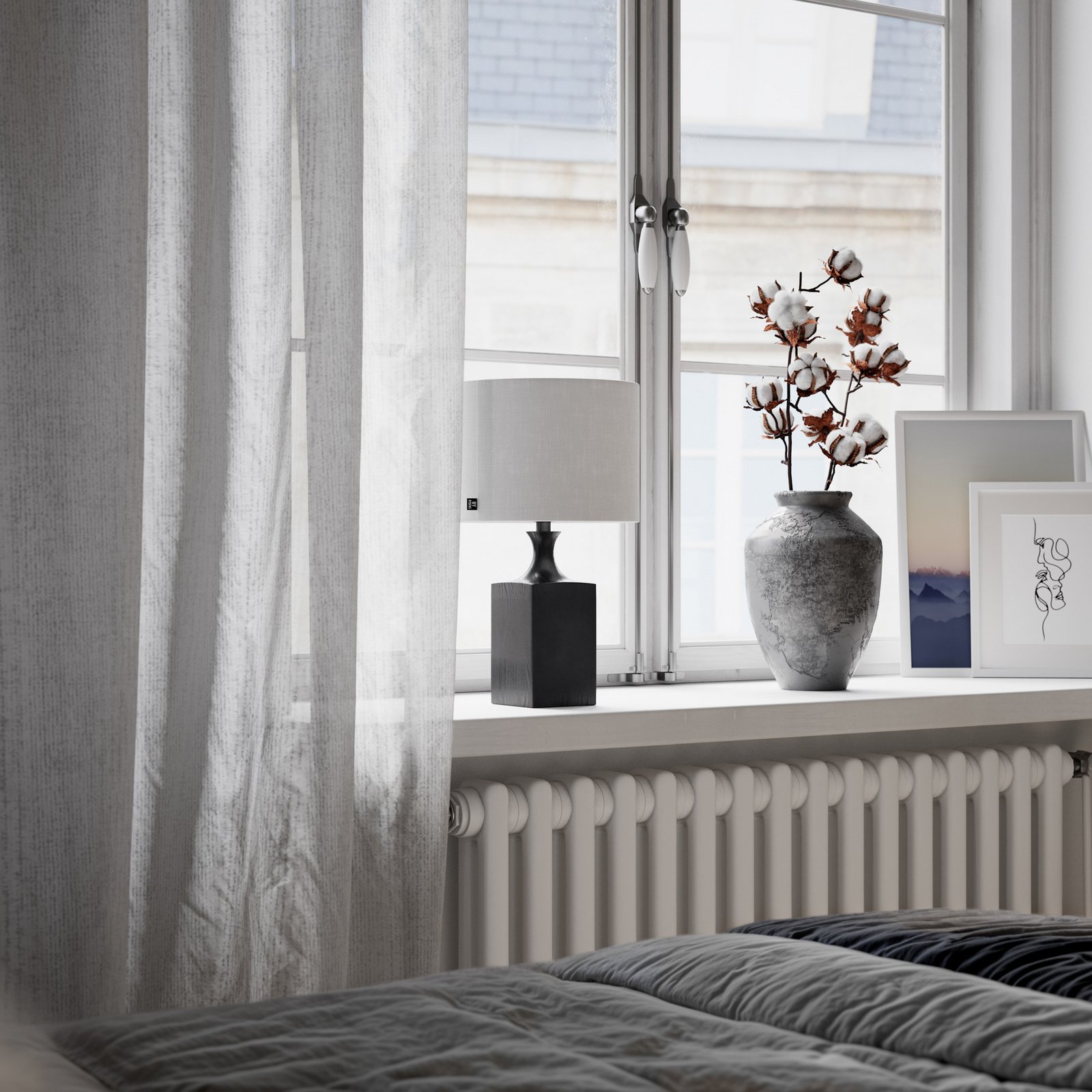 By Rydens bordlampe Woody, høyde 41 cm, svart/hvit, tre