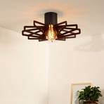Lámpara de techo Zidane 45 cm negra con elementos de madera