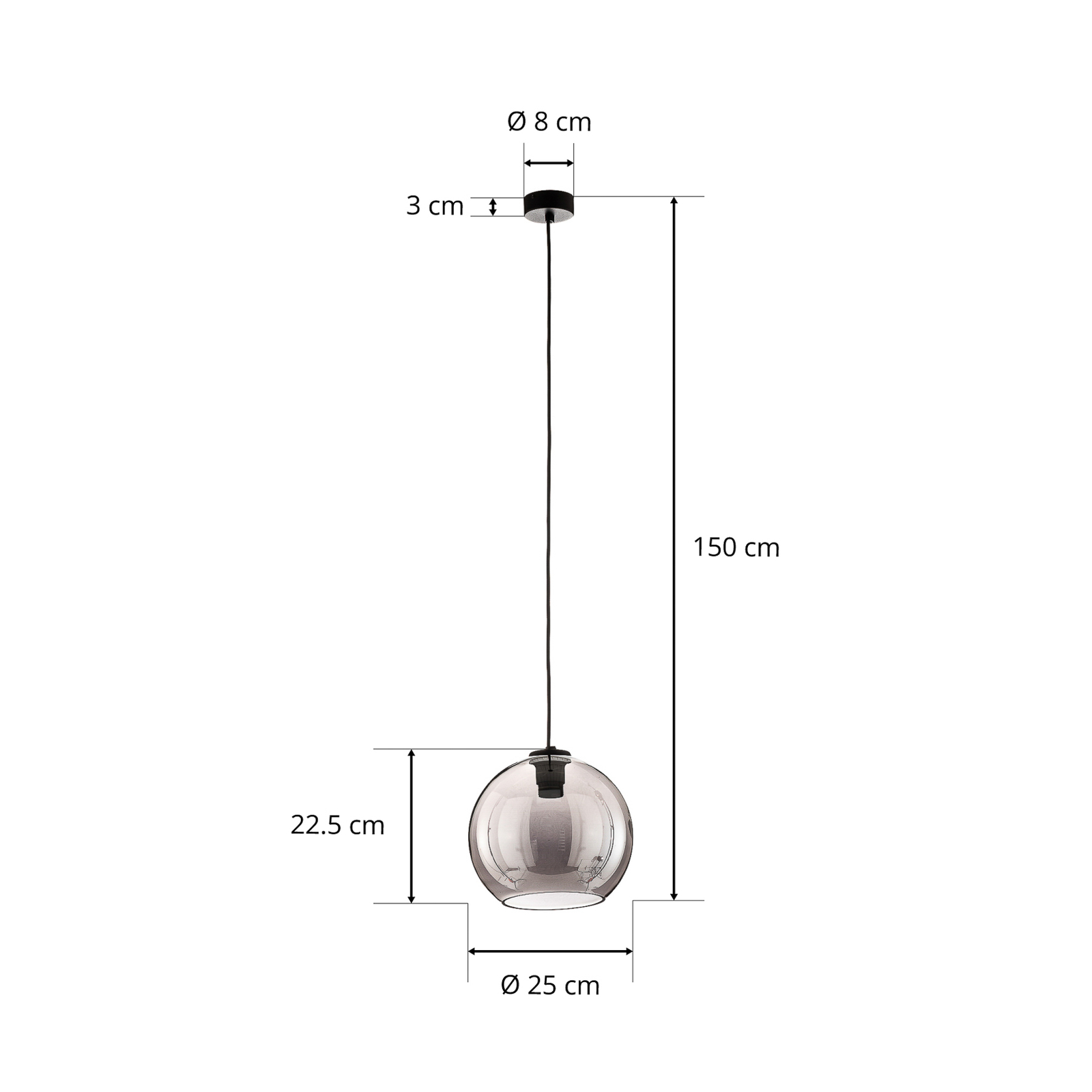 Polaris hanglamp, spiegelglas, smoke