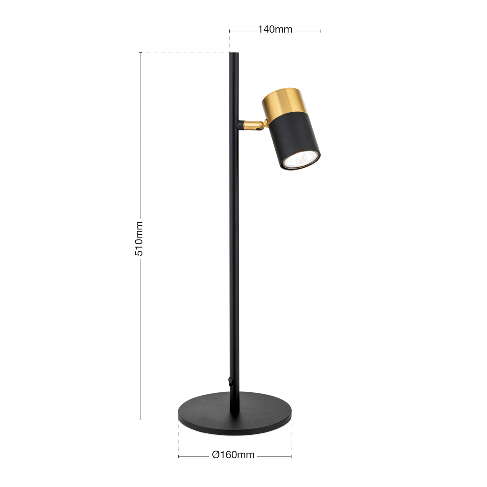 Kevin table lamp, pivotable spot black/gold