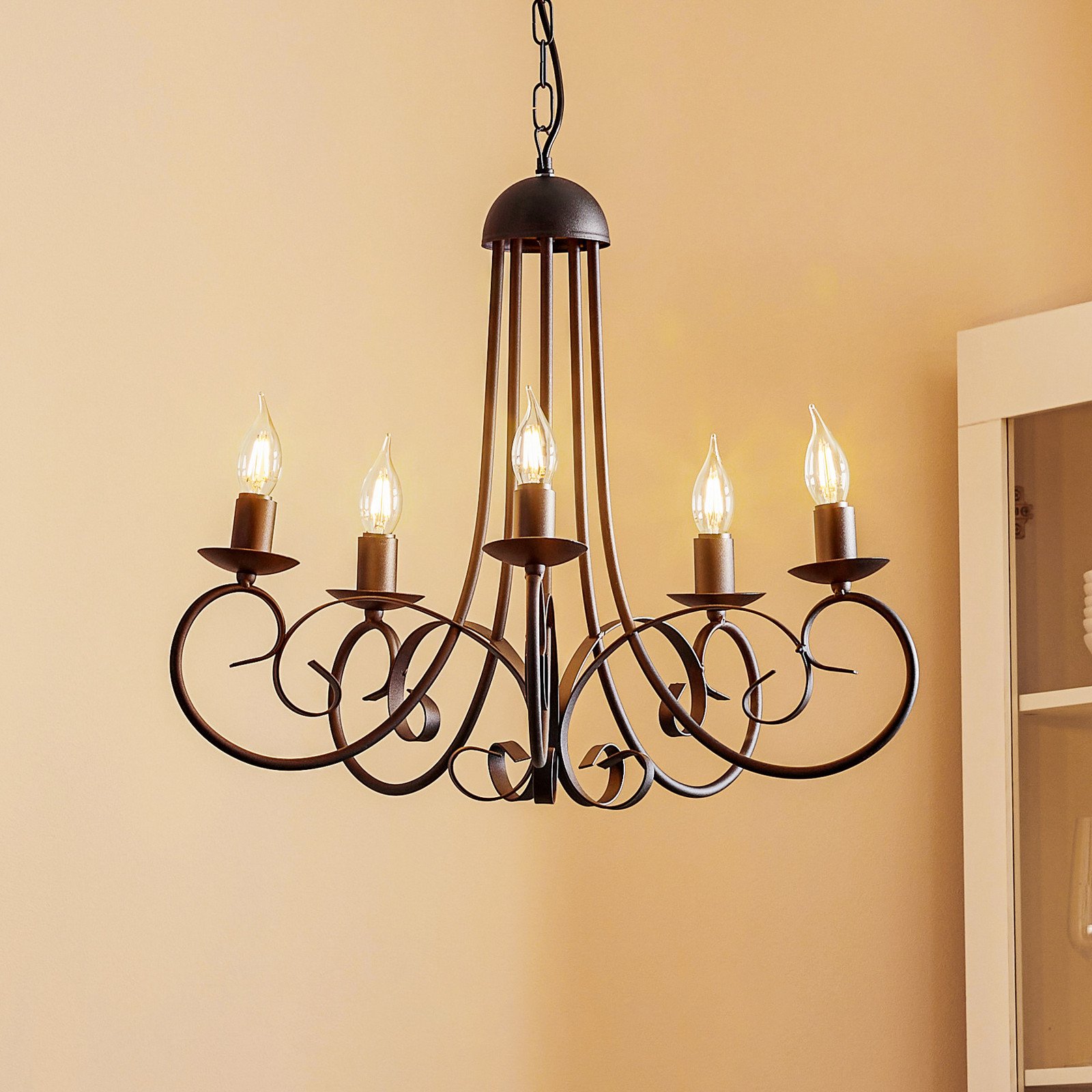ONLI Candelabru Pompei fără abajur negru - Camera de zi / sufragerie - Casă de țară / Rustic - Metal