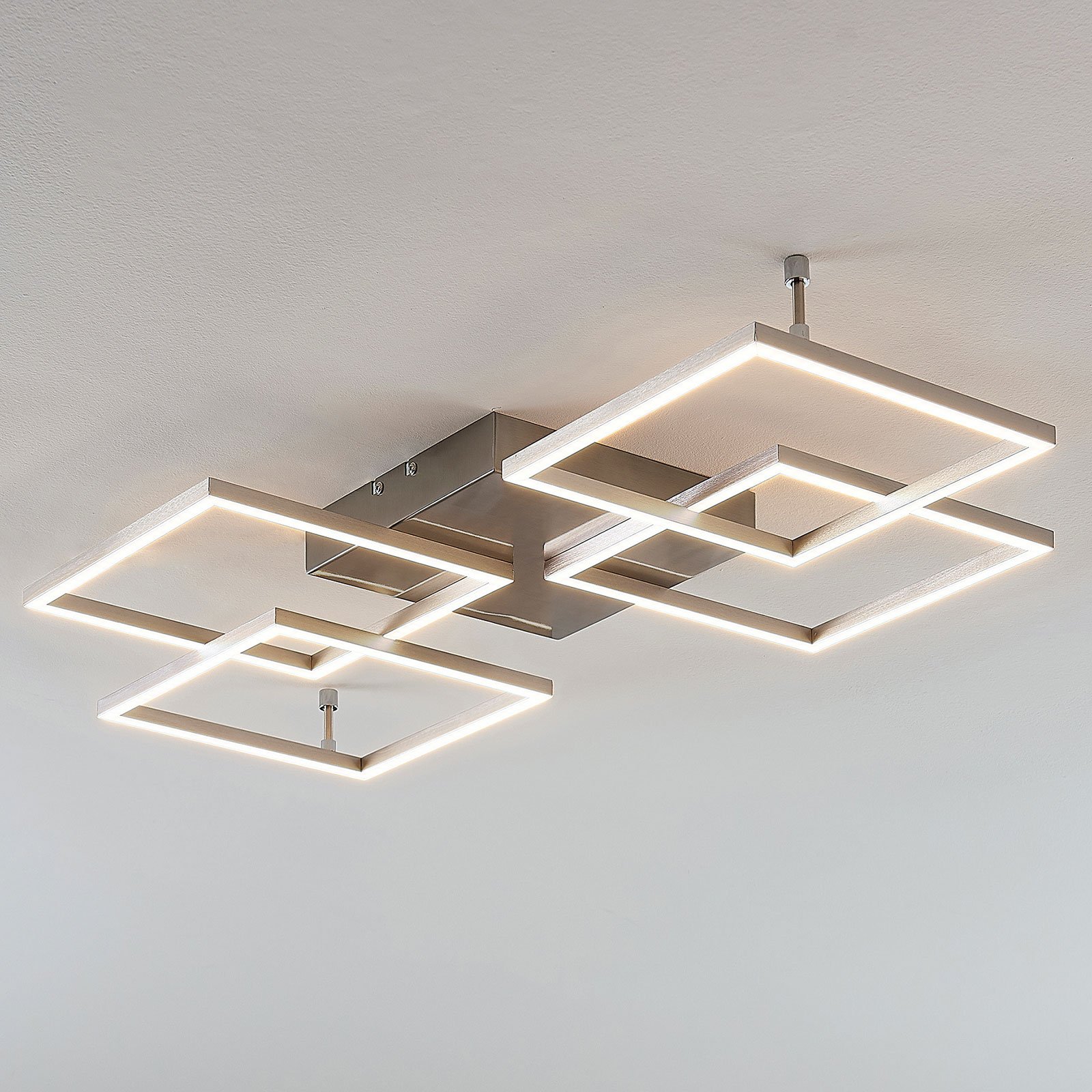 Dimmable LED ceiling lamp Quadra, four-bulb