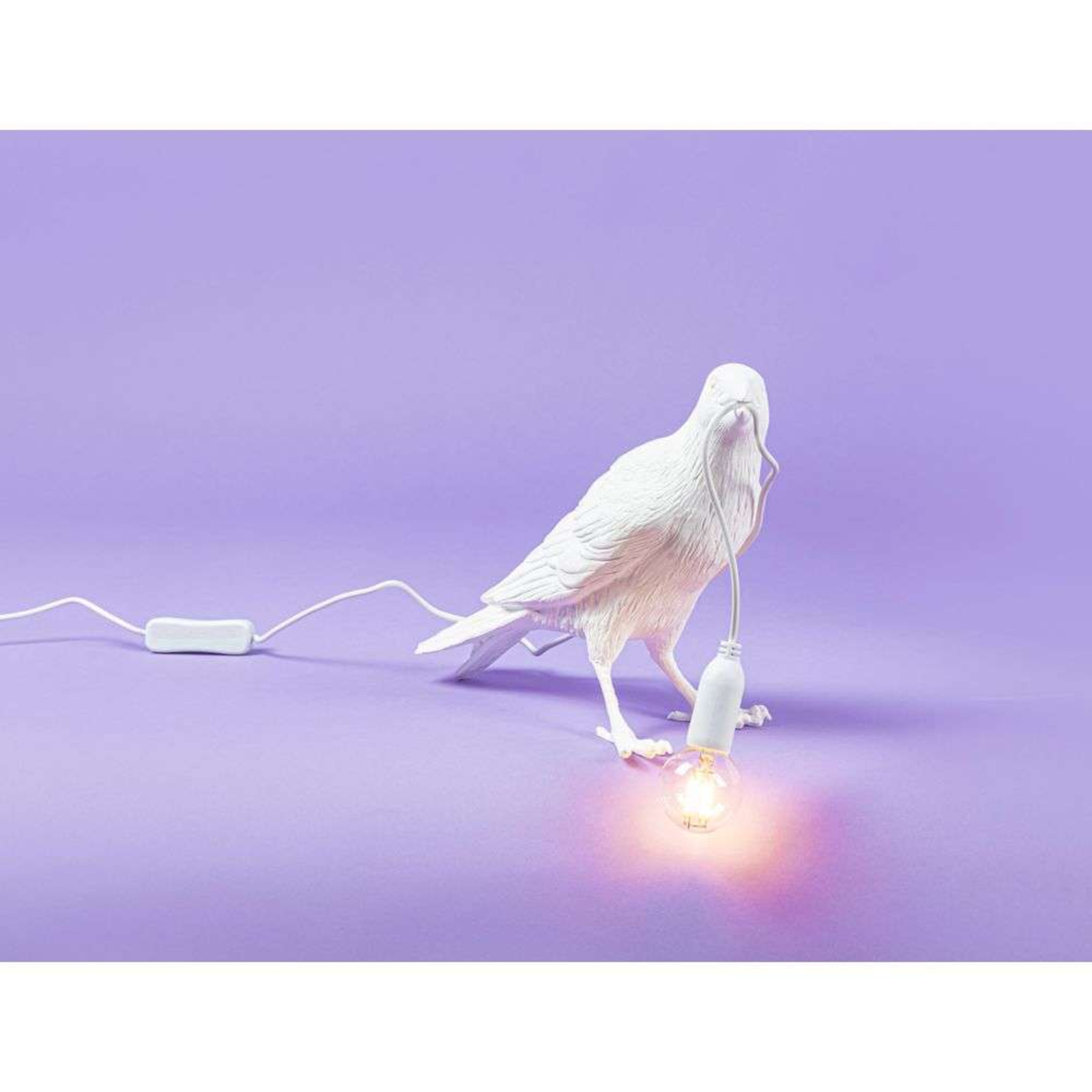 Bird Lamp Waiting Bordslampa Utomhus Vit - Seletti