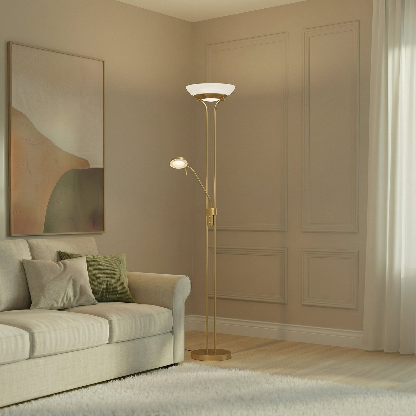 Yveta Podna lampa Mesing/Bijela - Lindby