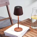 Lindby Lampada da tavolo LED ricaricabile Esali, marrone ruggine