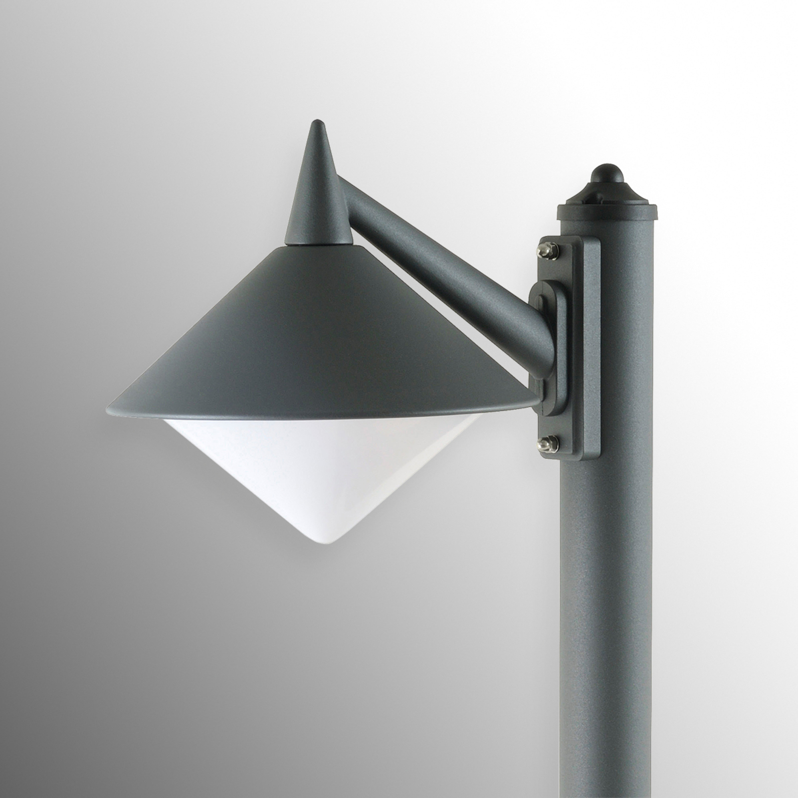 LCD Seawater resistant path light Liara, graphite, die-cast aluminium, polycarbonate, E27, 75 W, energy efficiency: A++, W: 26 cm, H: 115 cm