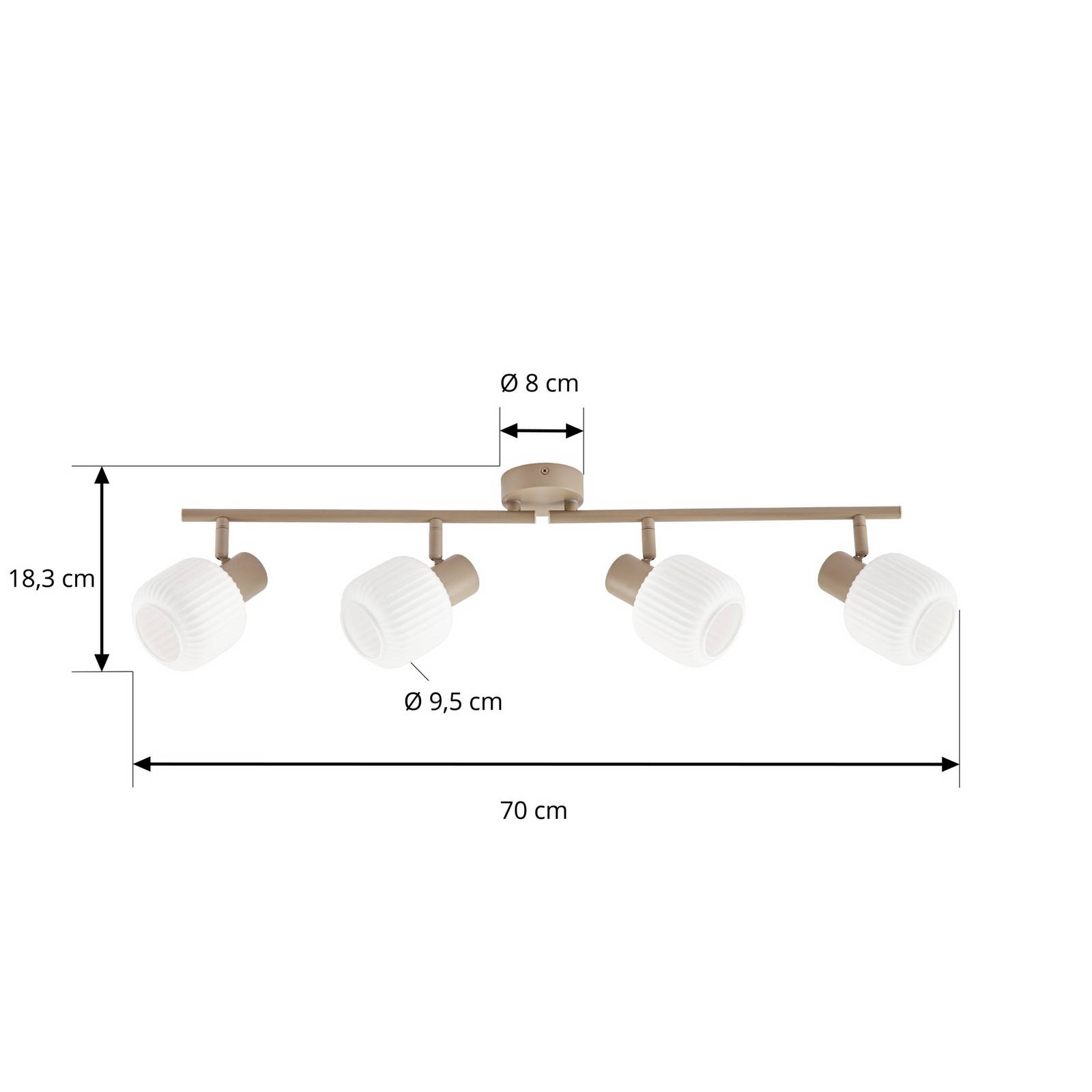 Reflektor sufitowy Nola Evey, długość 83 cm, 4-punktowa, biały/beżowy