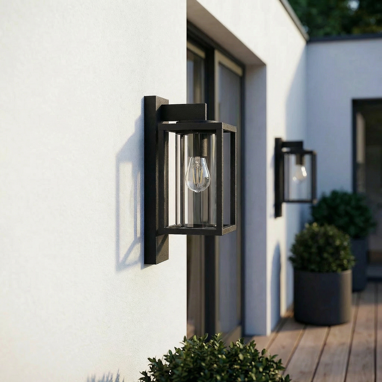 Lucande Außenwandlampe Ferda, 2er-Set, anthrazit, IP44