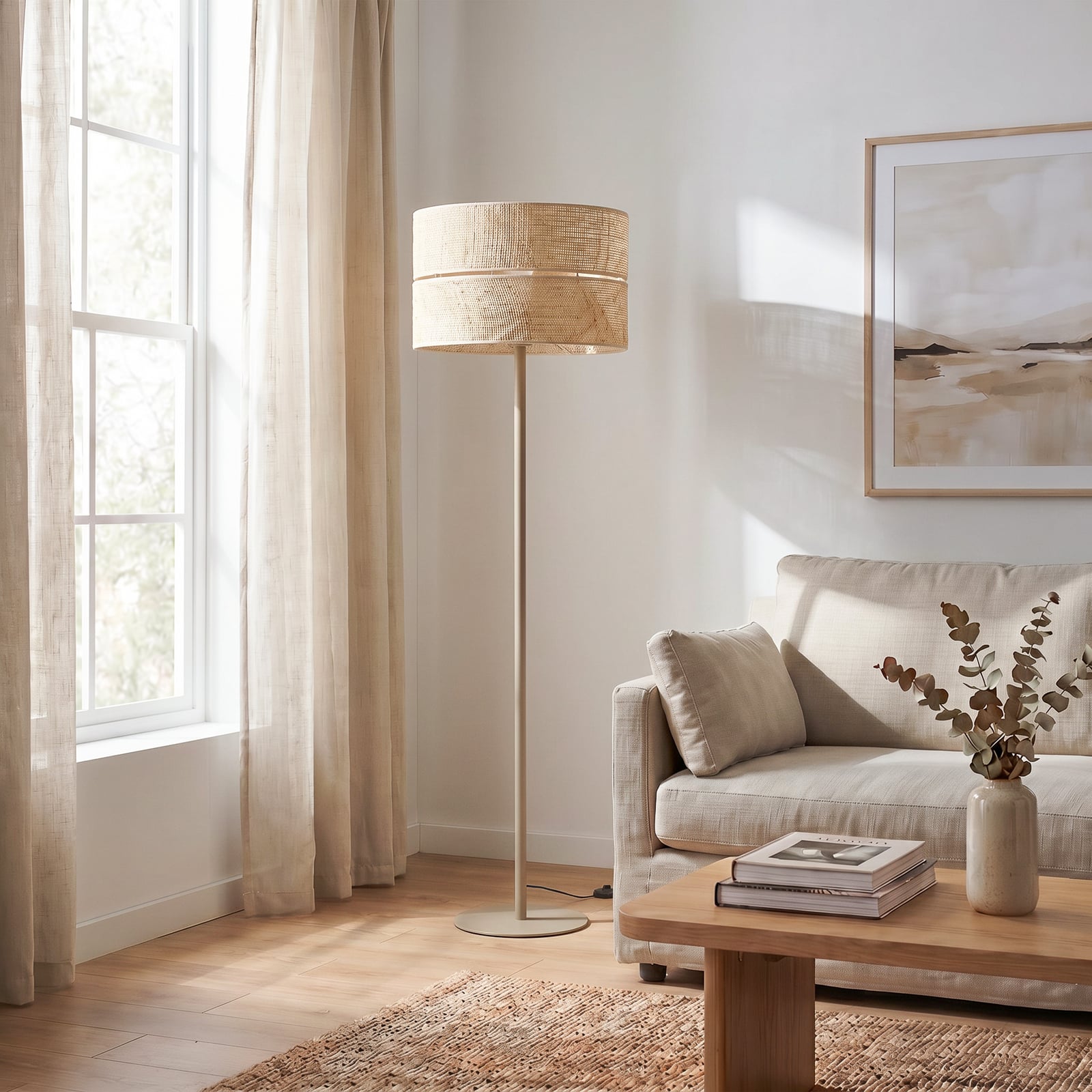 Stovas Calma, smėlio spalvos, raštas, aukštis 159 cm, E27