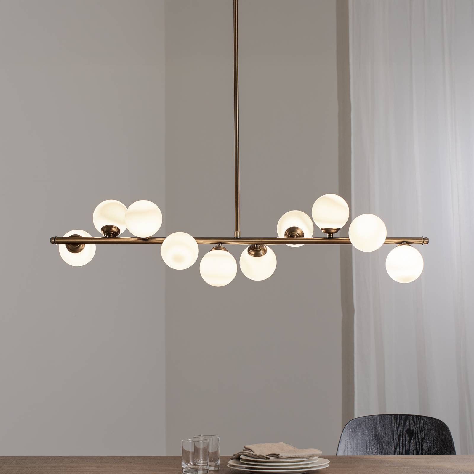 Hängeleuchte Jadore, messing Metall/Glas 102 cm 10-flg. günstig online kaufen