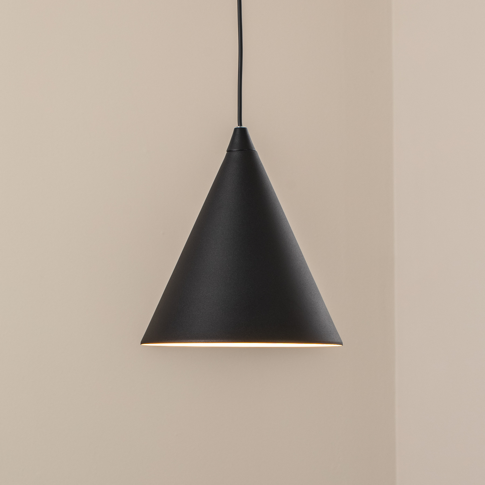 Висяща лампа, черна, метал, Ø 24 cm, конус, E27