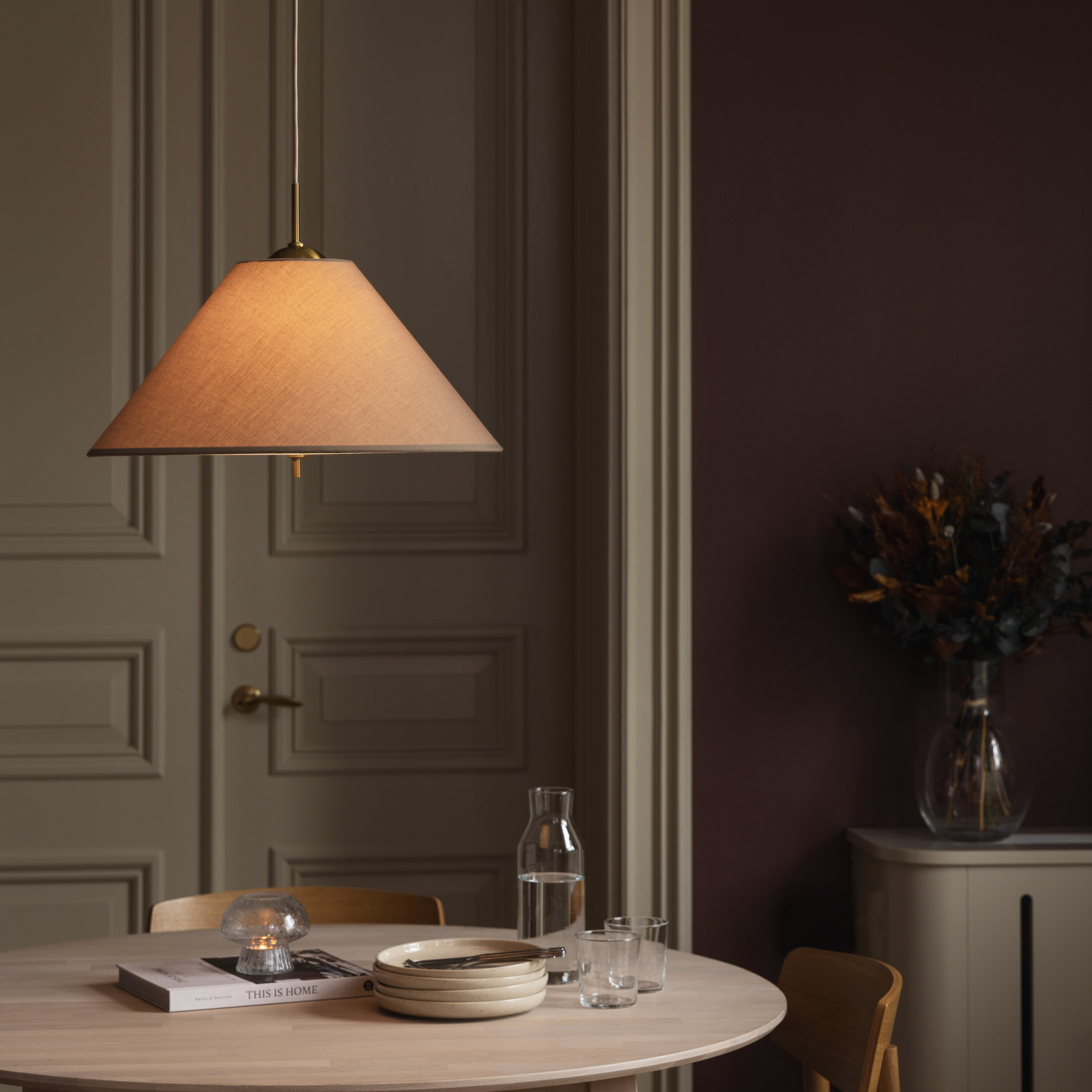 Globen Lighting Висяща лампа IRIS 50, цвят мока, Ø 50 см