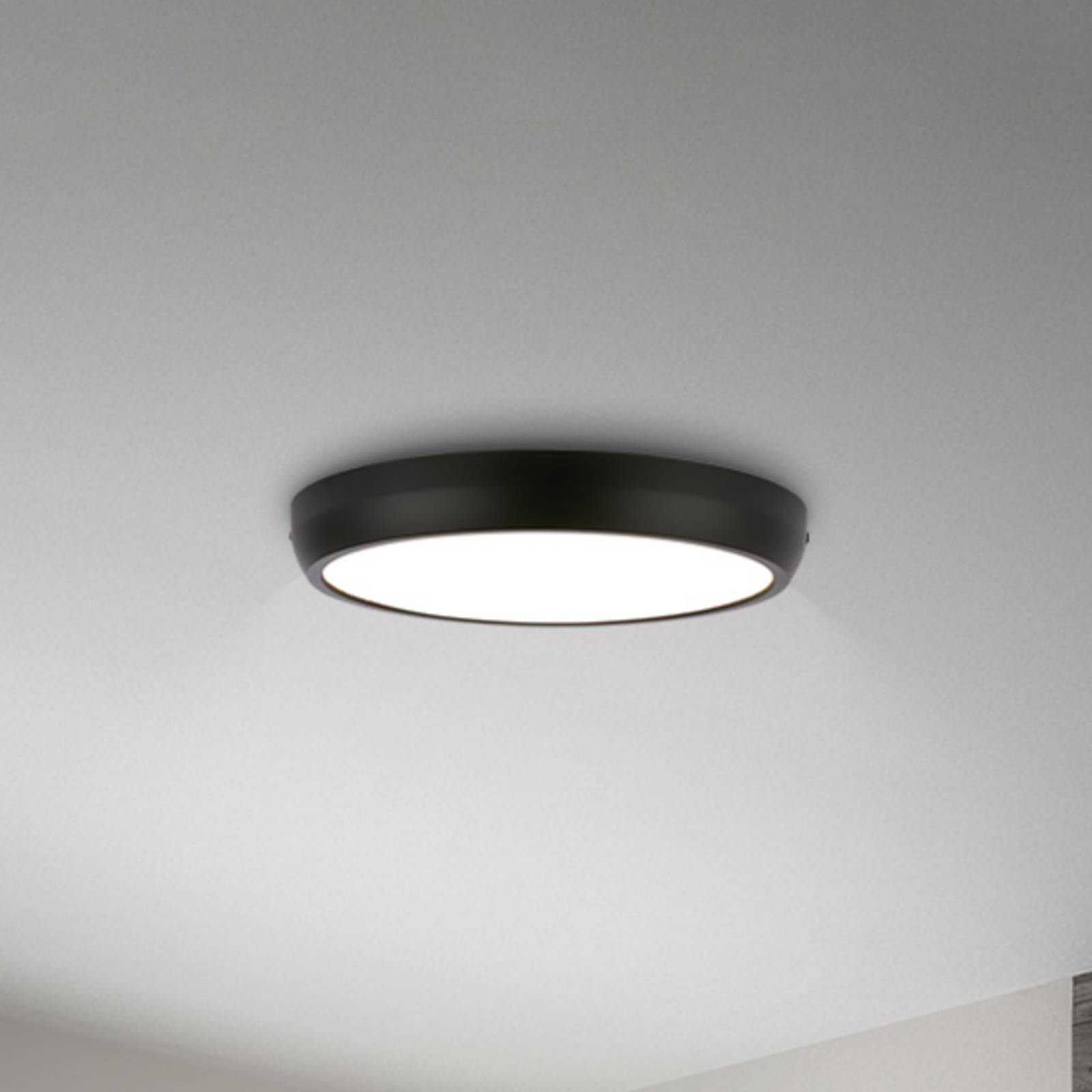 LED-taklampe Navaro, svart/hvit, Ø 28 cm, 4 000 K