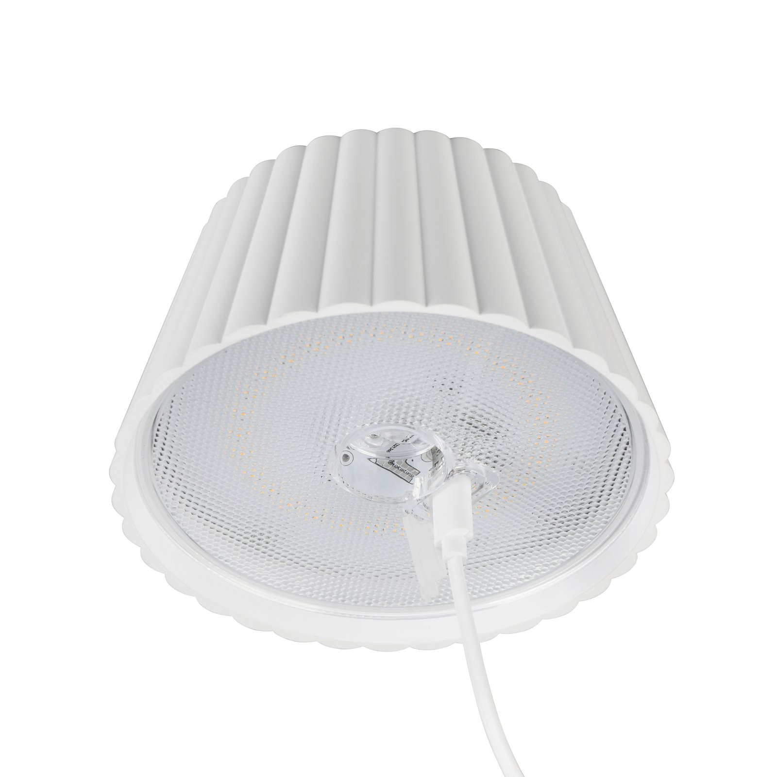 Suarez genopladelig LED-bordlampe, hvid, højde 39 cm, metal