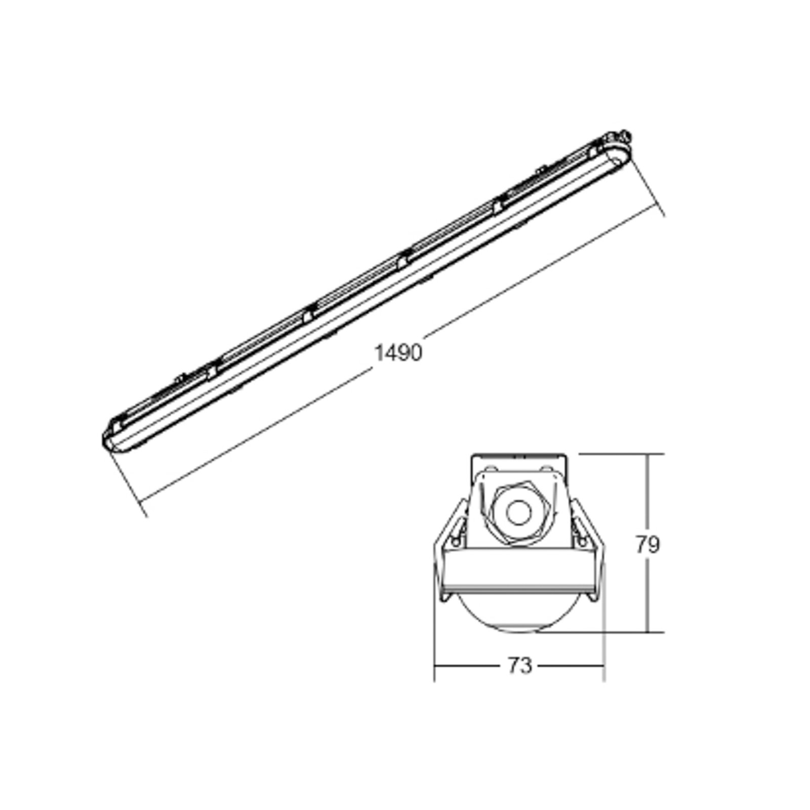 BRUMBERG Humid One lampe til vådrum, 28 W, 149 cm