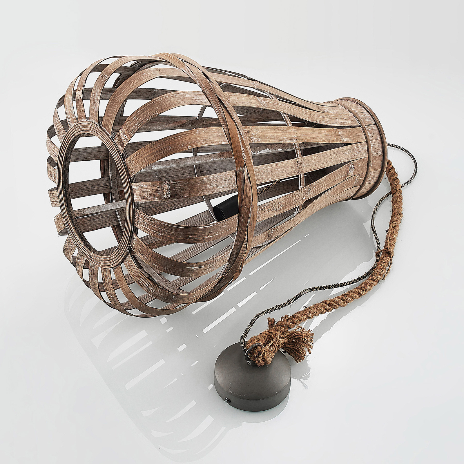 Lindby Haruno hanglamp van rotan, 42 cm