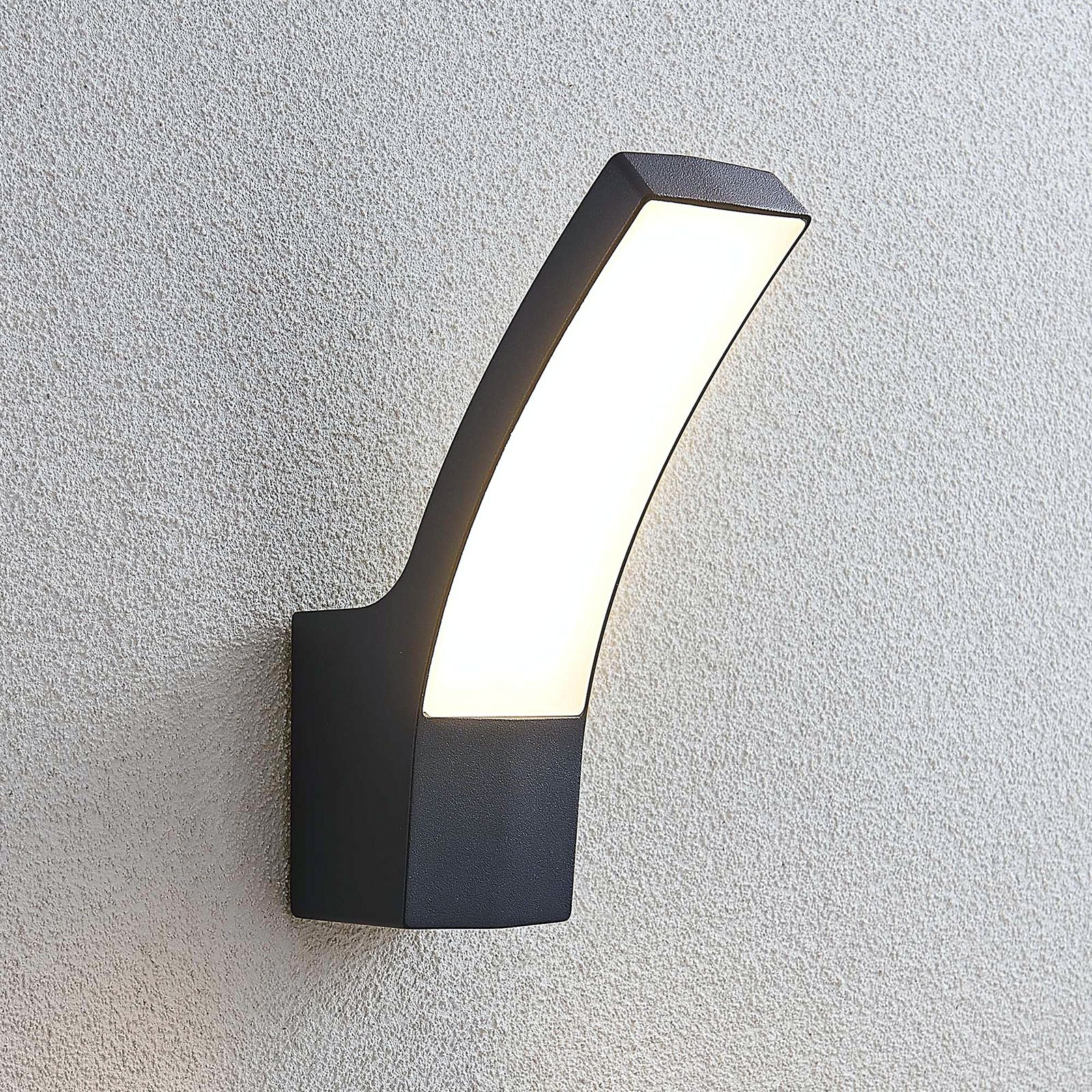 Lindby Ilvita LED outdoor wall lamp, anthracite, die-cast aluminium, polycarbonate, 9.86 W, energy efficiency: A+, W: 8 cm, H: 24 cm