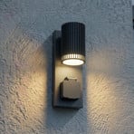 Vonkajšie nástenné svietidlo Lindby Enerio, čierna, zásuvka, GU10, IP44