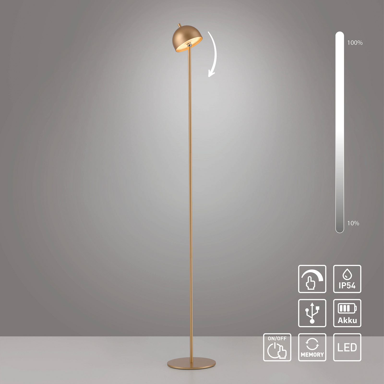 Schöner Wohnen LED-akku-maavalaisin Bellies, kullanvärinen, IP54 Schöner Wohnen LED-akku-maavalaisin Bellies, kullanvärinen, IP54