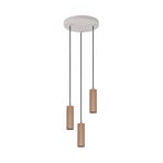 Suspension Soka, marron/gris, Ø 28 cm, métal, à 3 lampes.